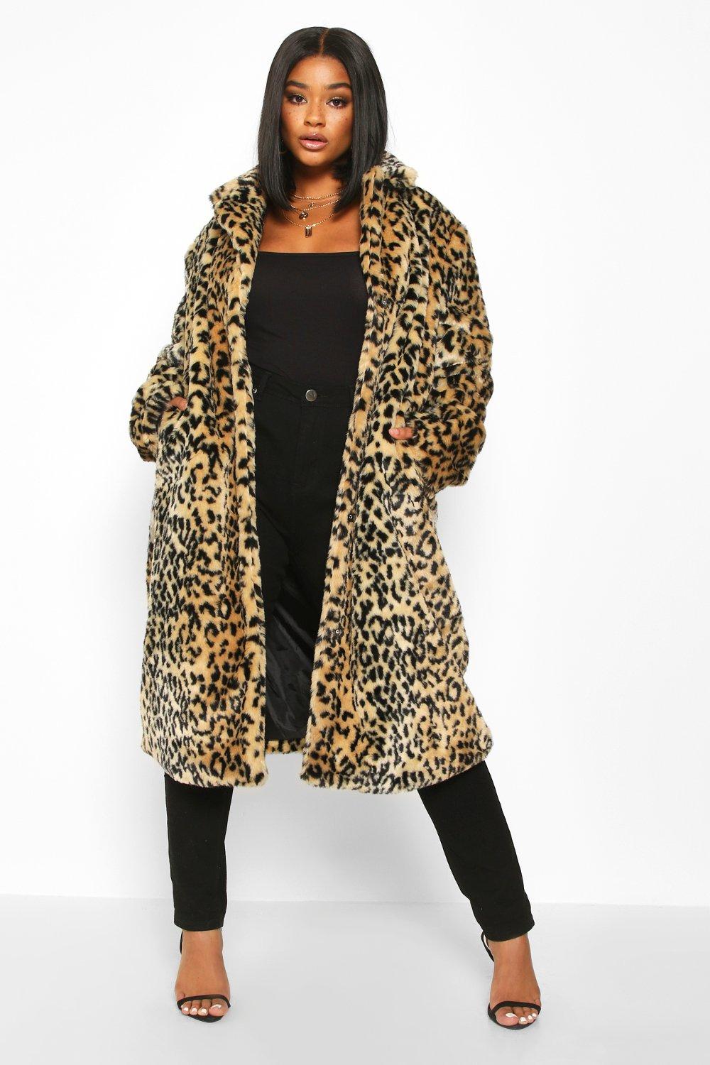 womens plus size leopard coat