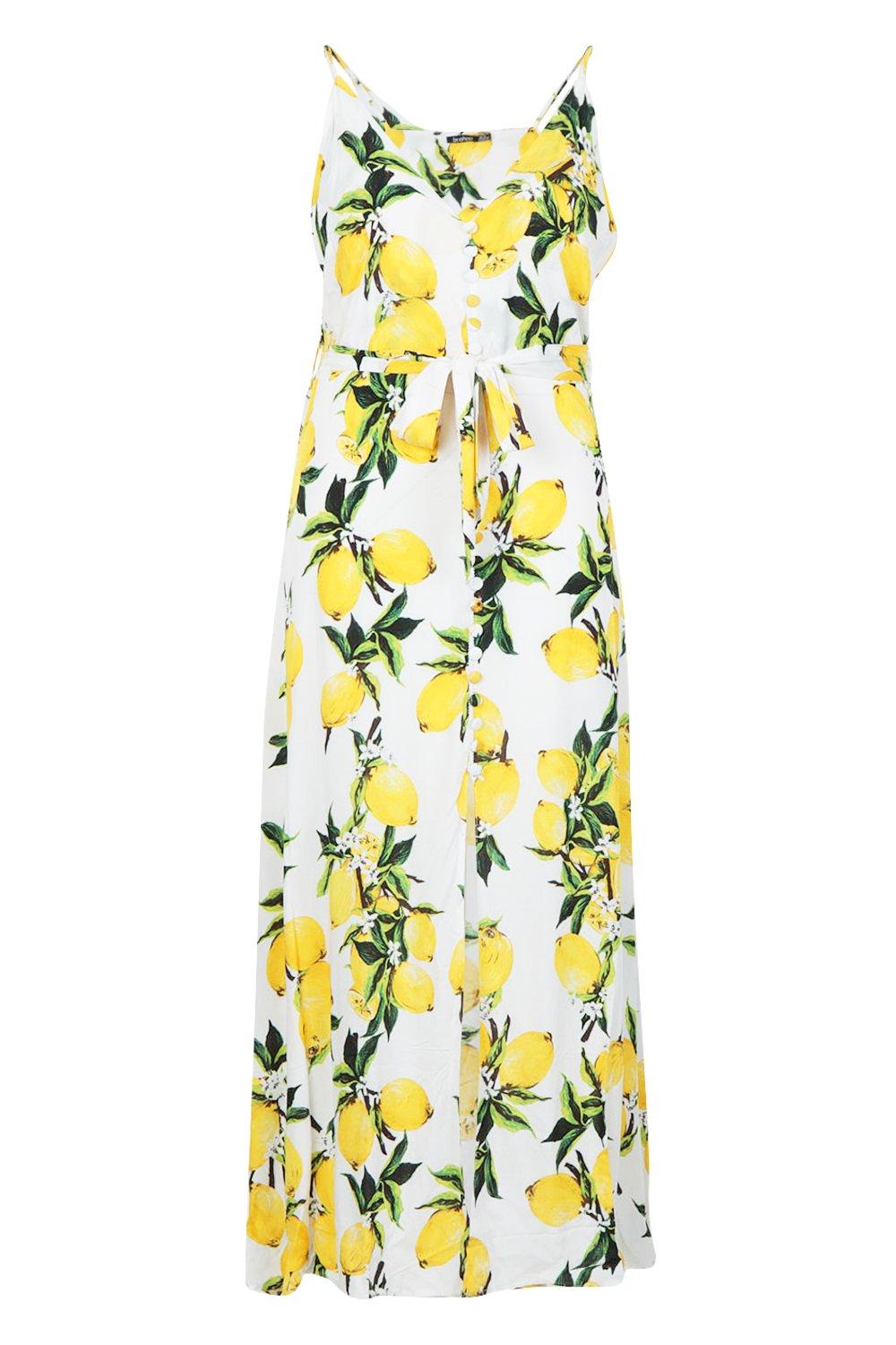 Plus Lemon Button Detail Maxi Dress