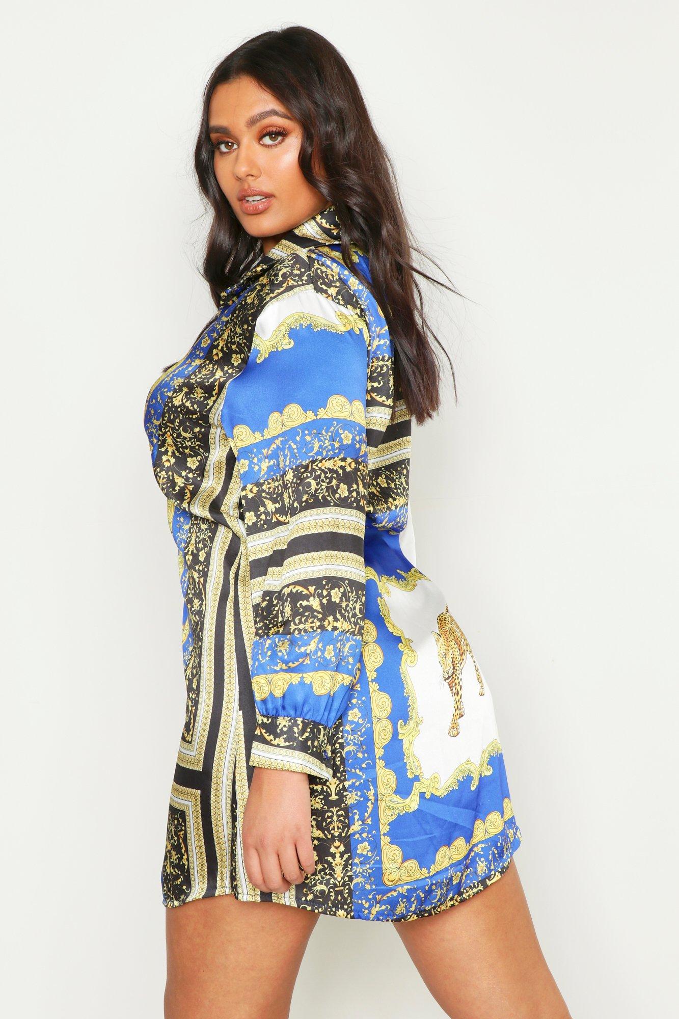 Boohoo chain hotsell print shirt dress