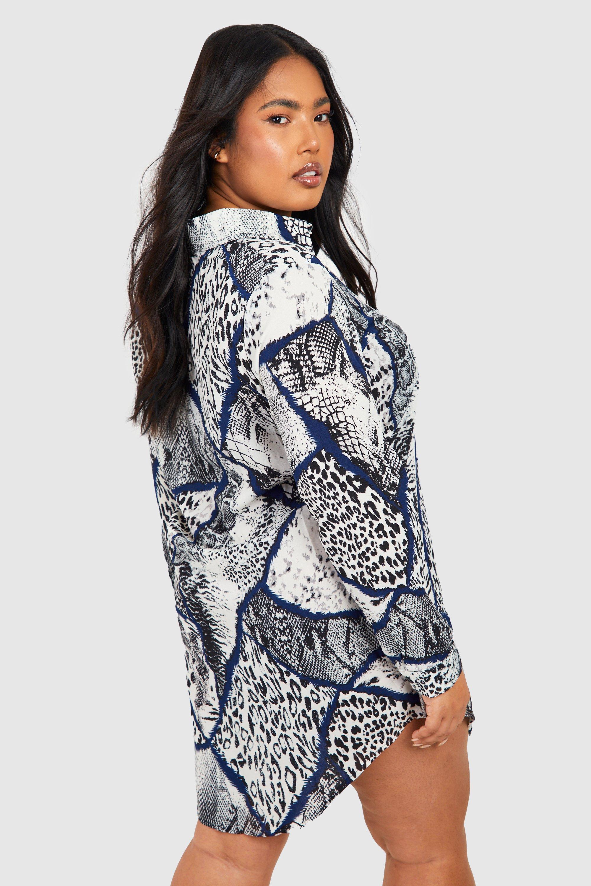 Missguided snake clearance print shirt dress