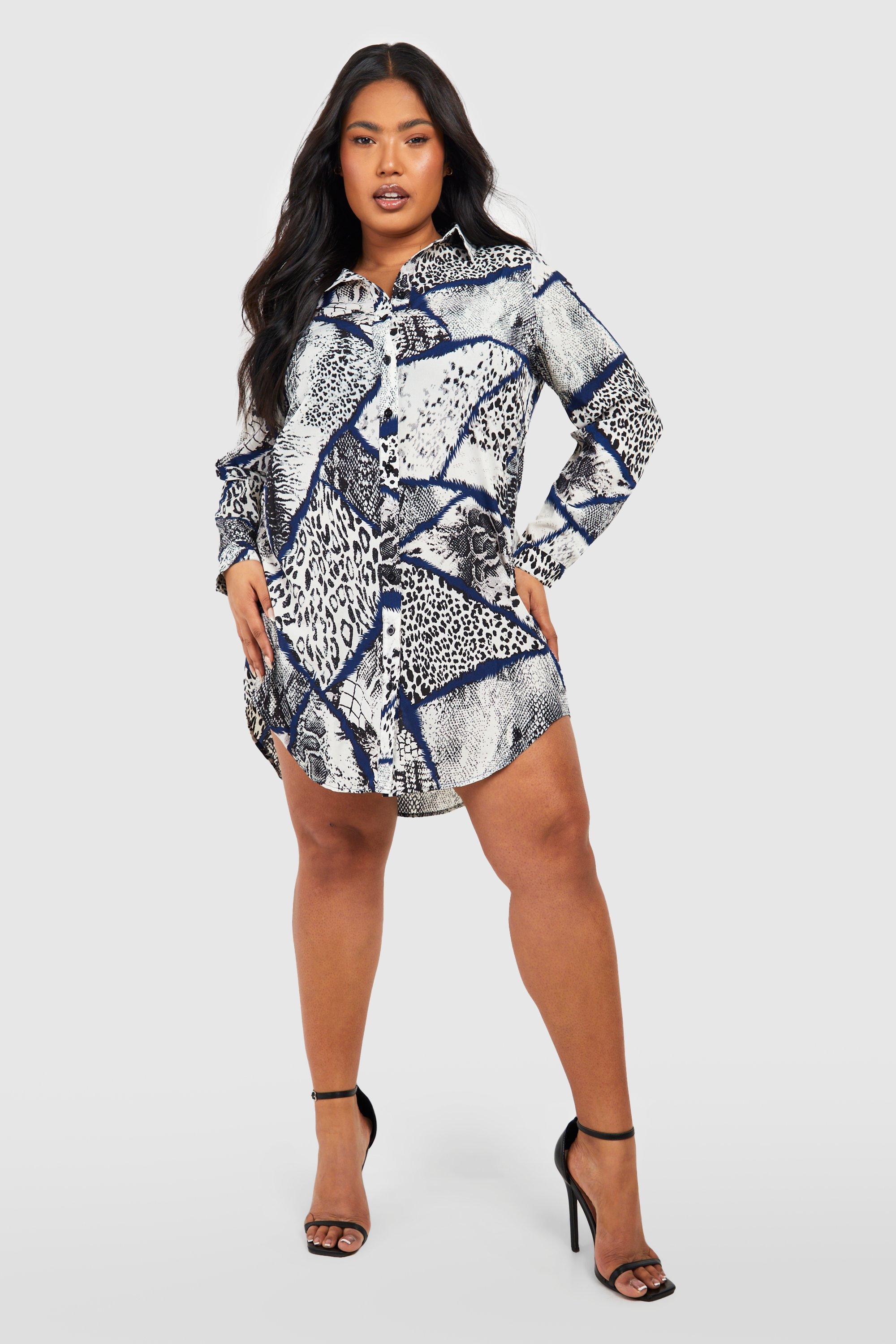 Oversized snake print 2025 shirt dress