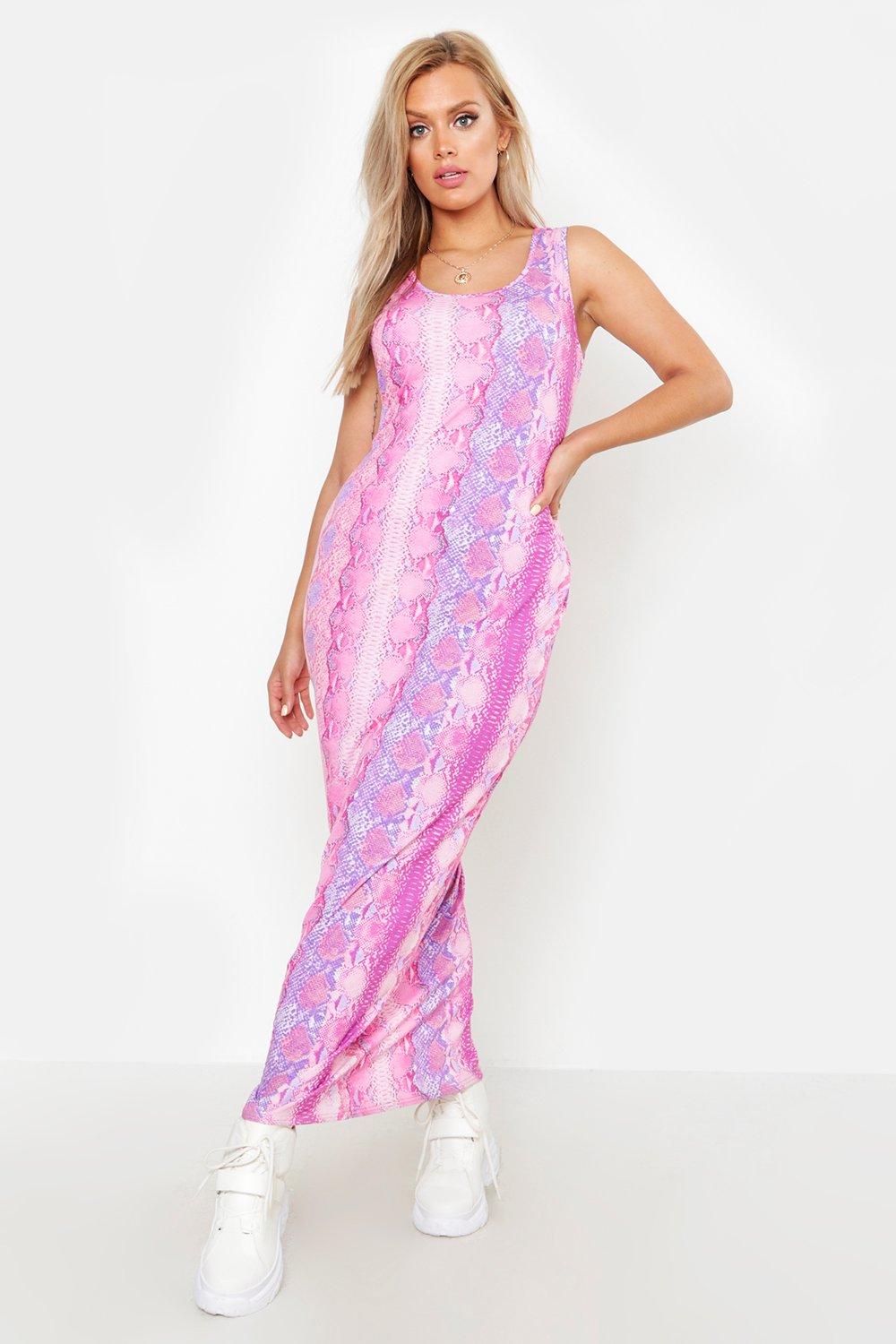 Plus Snake Print Maxi Dress