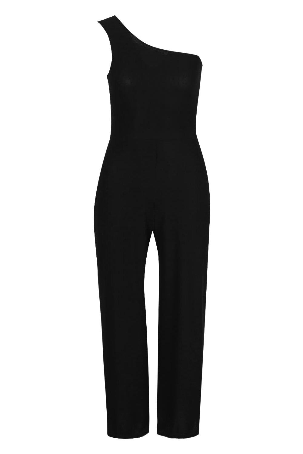 Petite Rib One Shoulder Culotte Jumpsuit