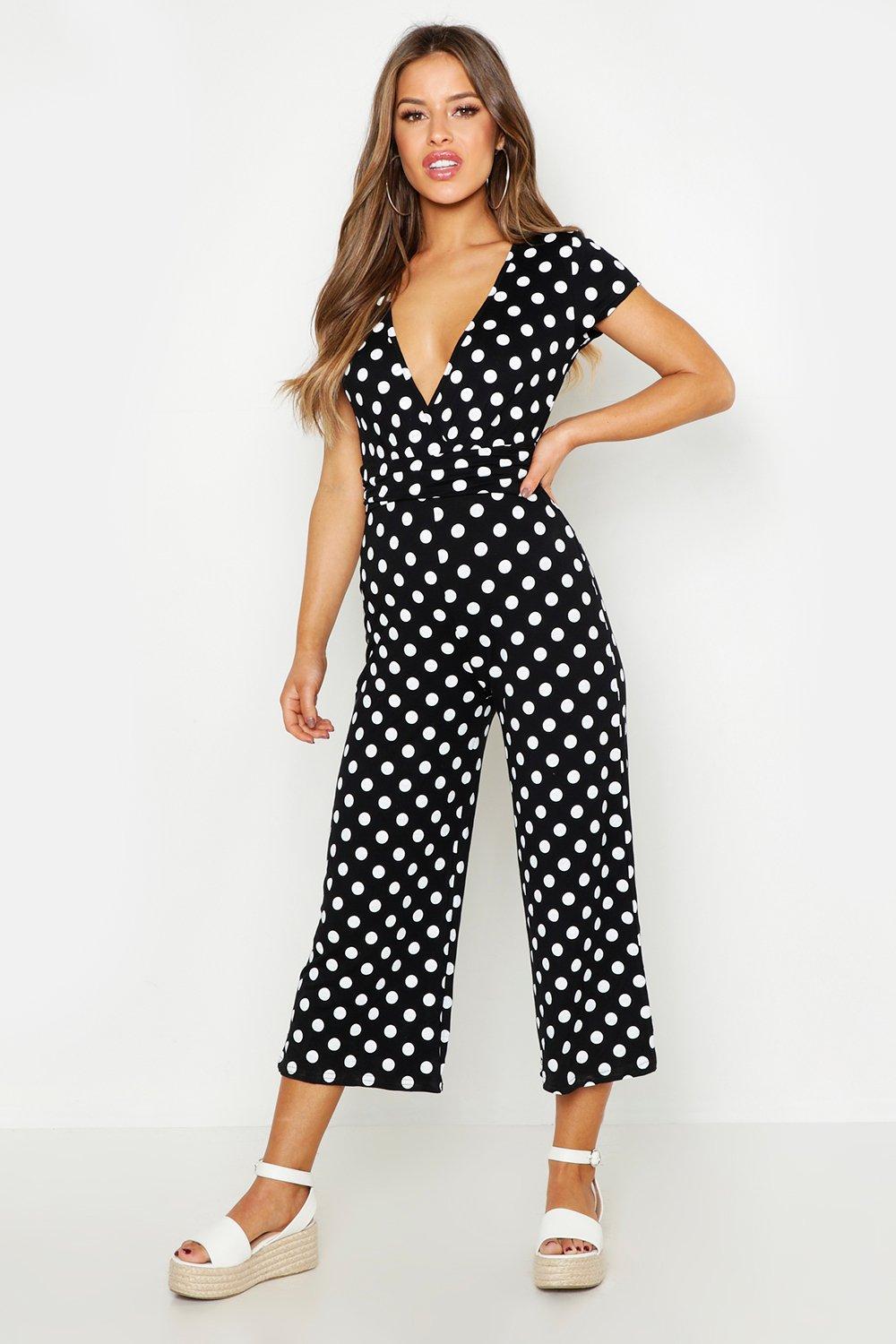 polka dot culotte jumpsuit