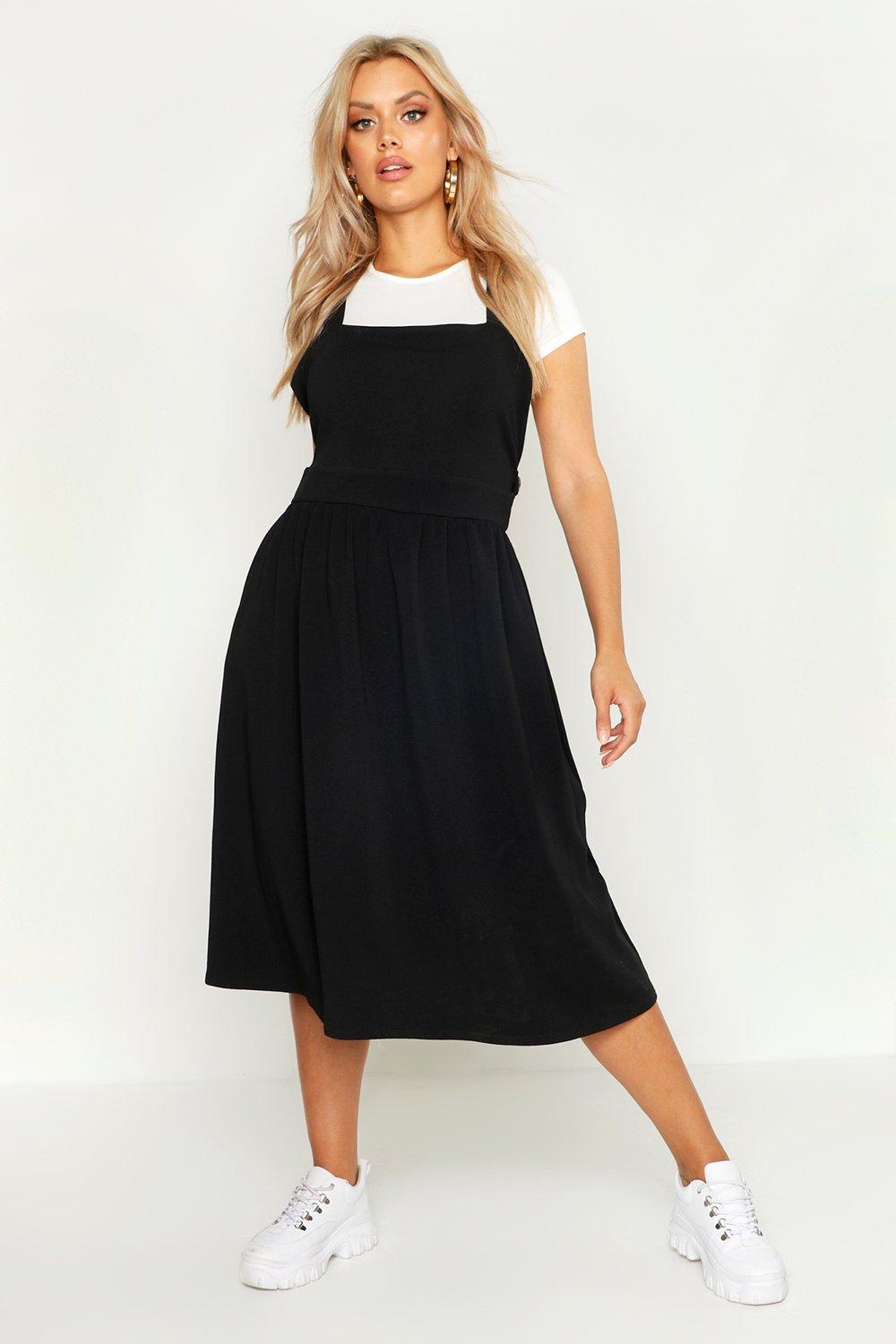 plus size midi pinafore dress