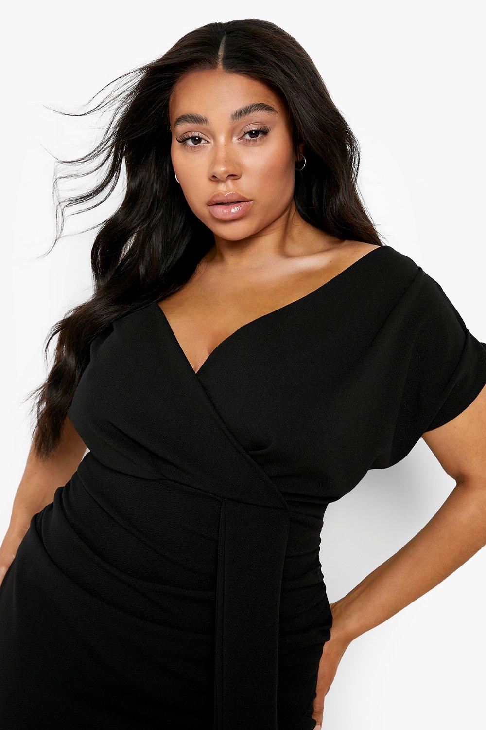 Black bardot dress plus cheap size