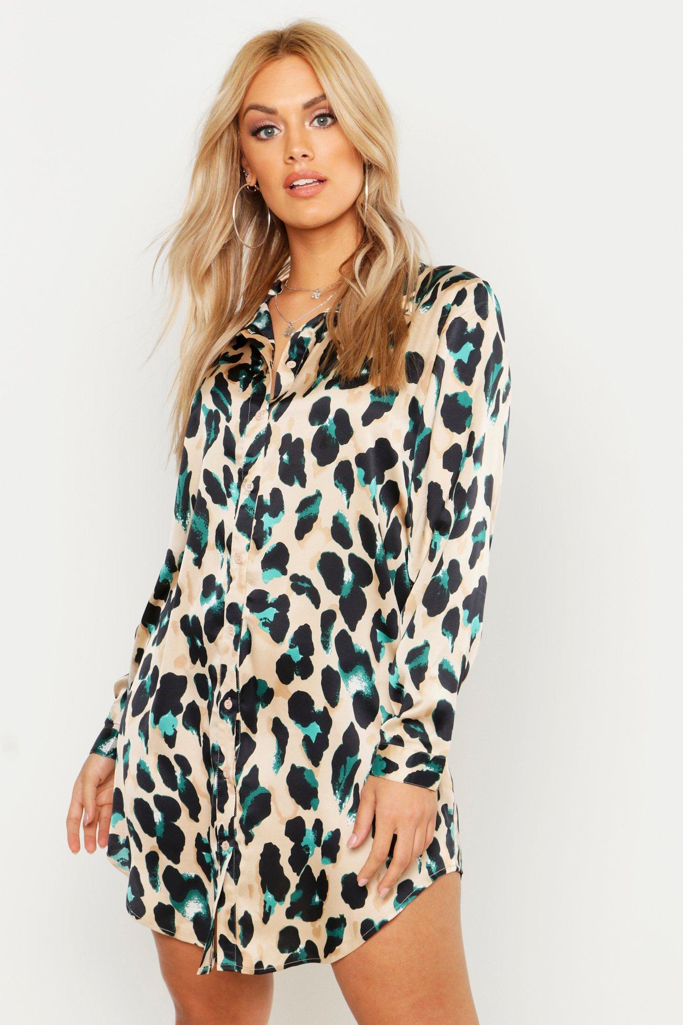 boohoo satin shirt dress