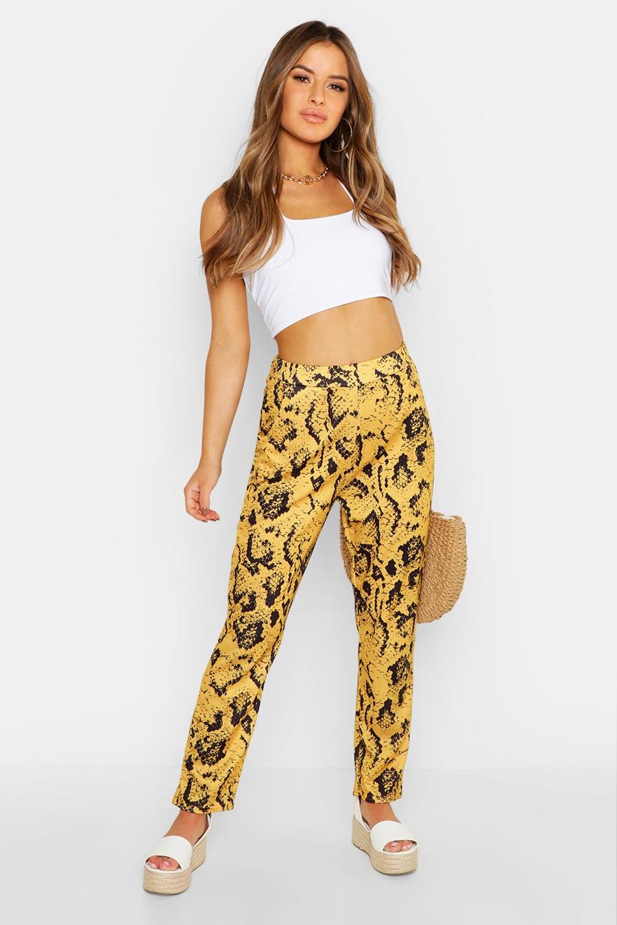 Mustard Petite Snake Printed Tailored Trousers image number 1