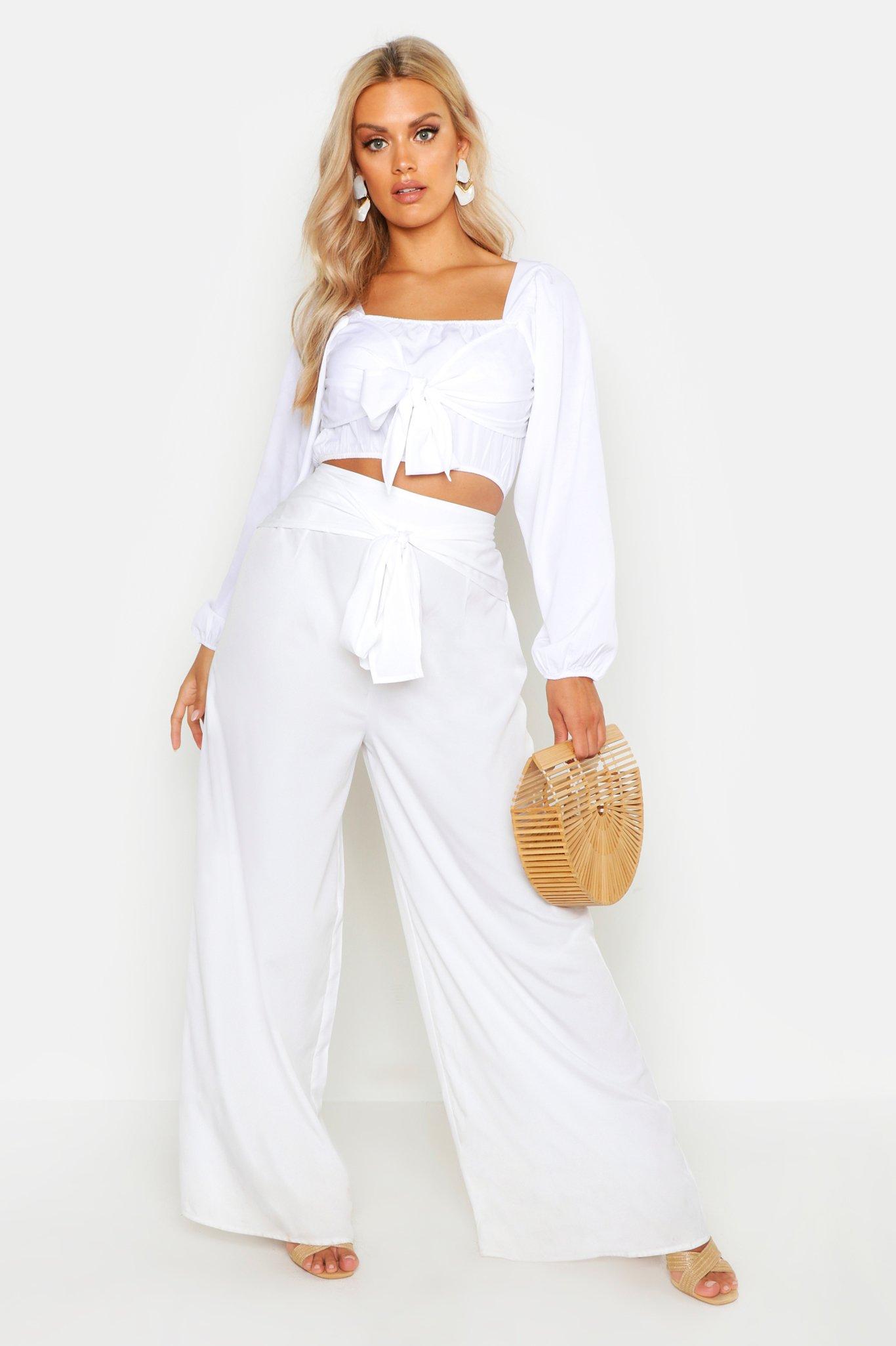 boohoo white trousers