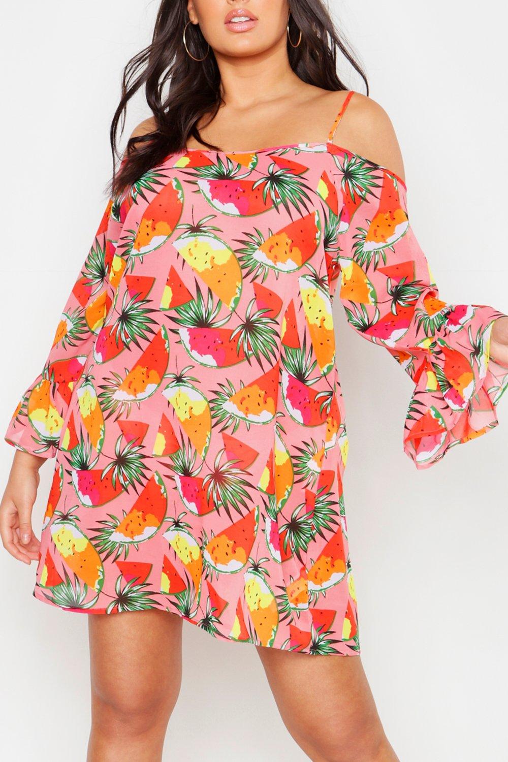 Plus size cold hot sale shoulder dress uk