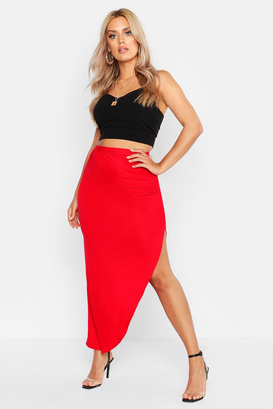 Plus Ruched Side Jersey Maxi Skirt image number 1