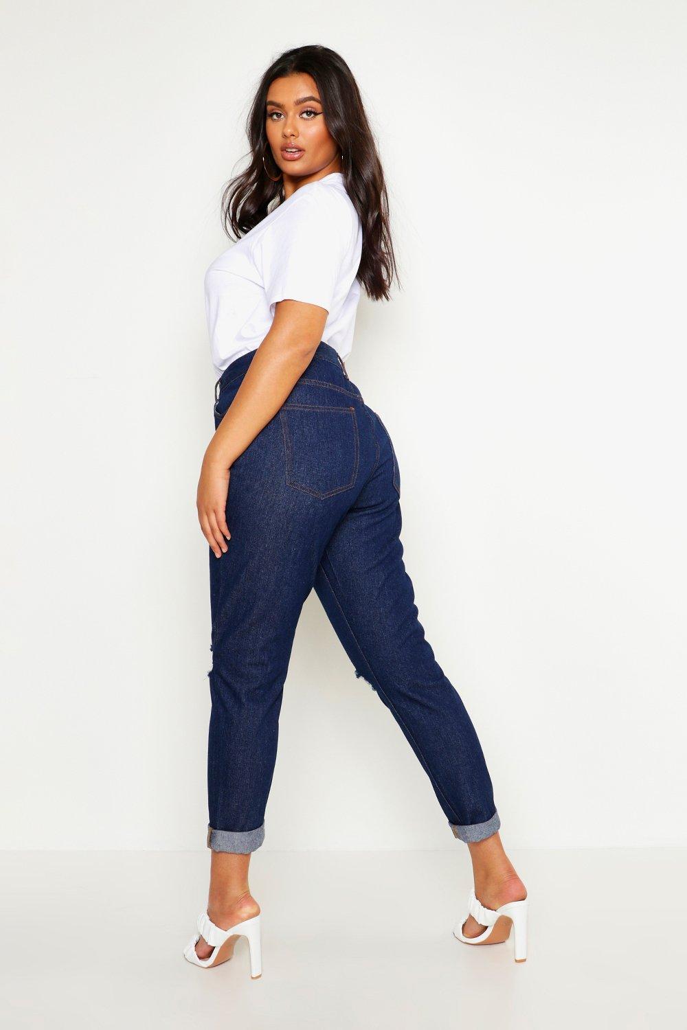 distressed mom jeans high waisted