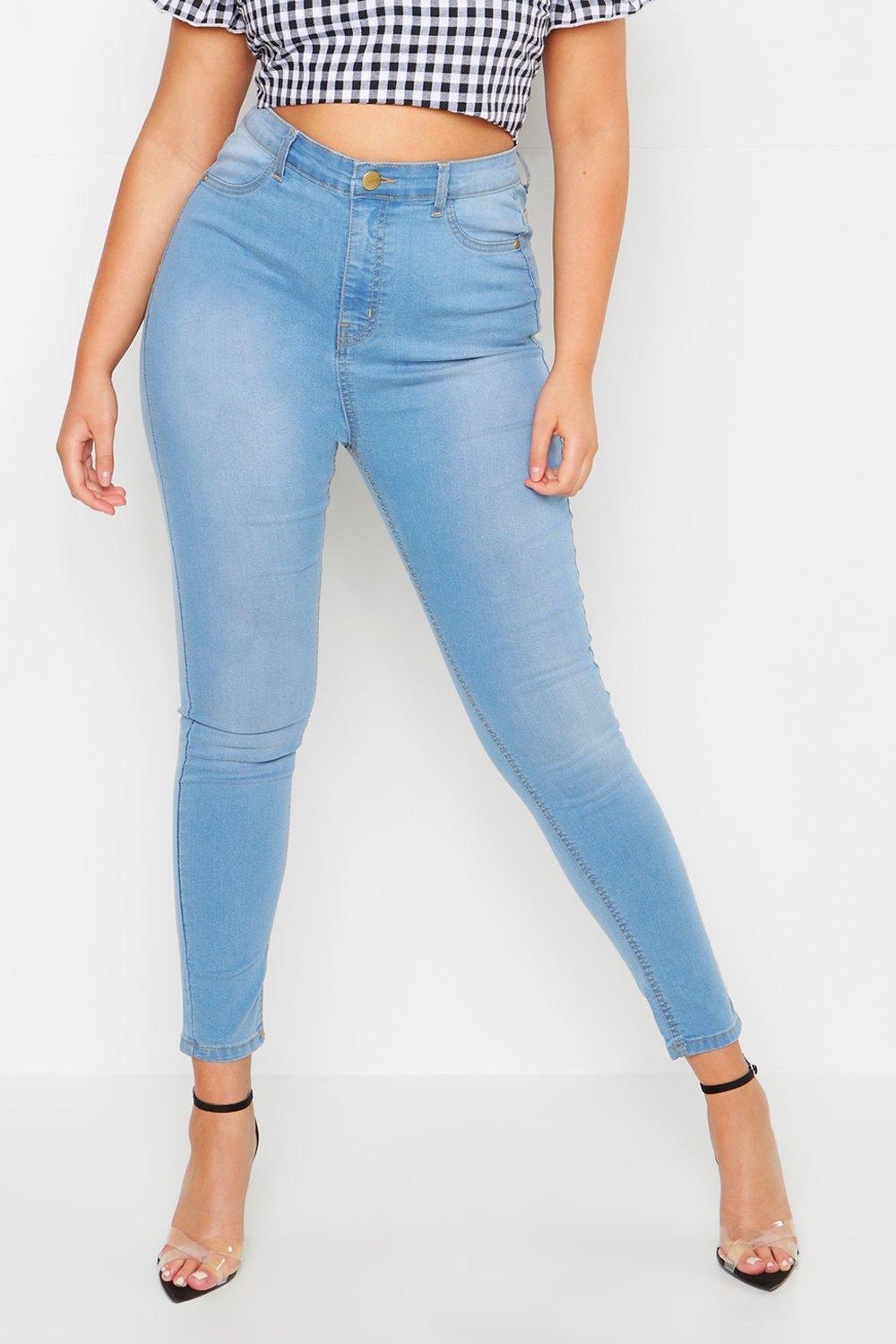 Plus Jeggings Mit Hoher Taille Boohoo