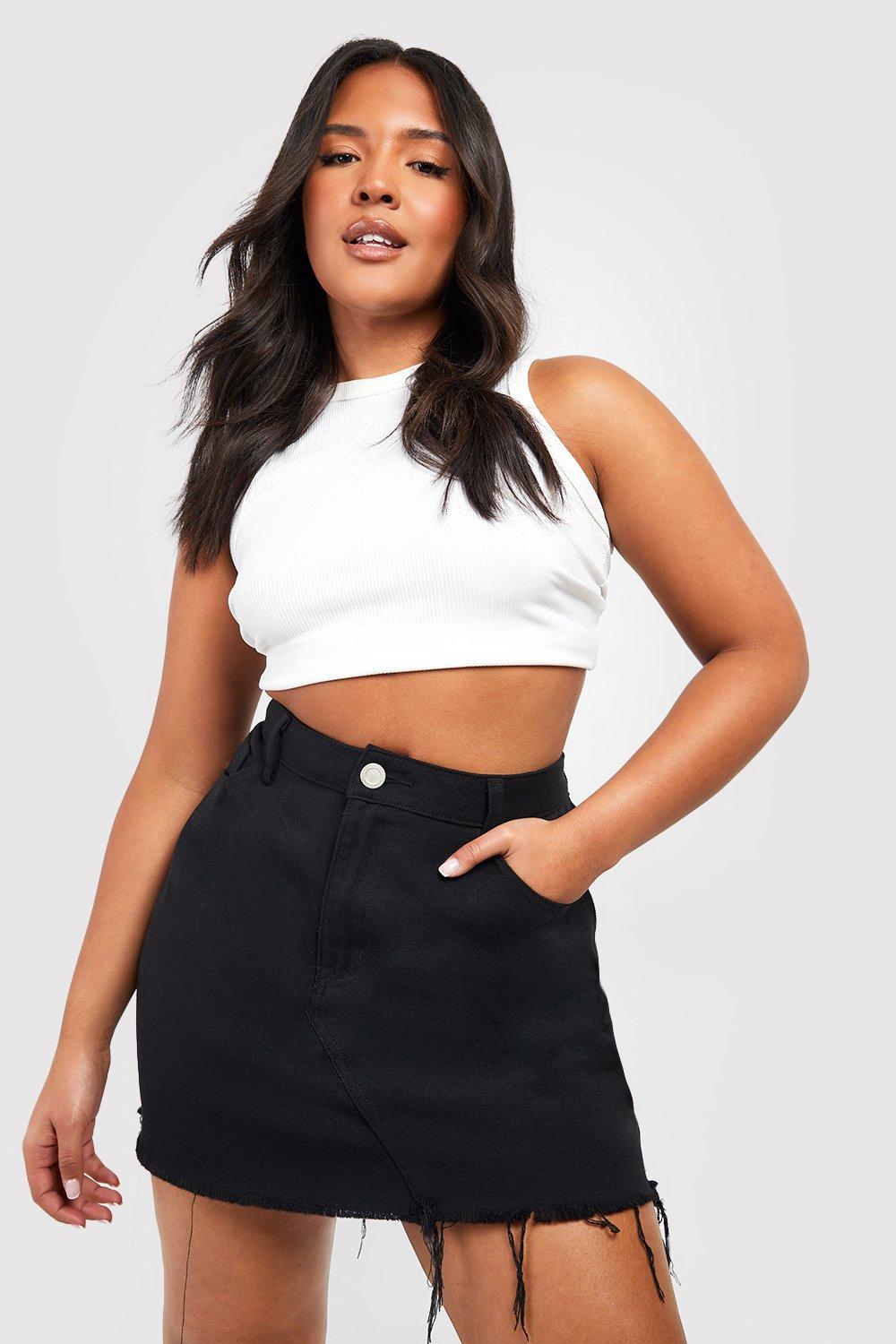 black denim skirt boohoo