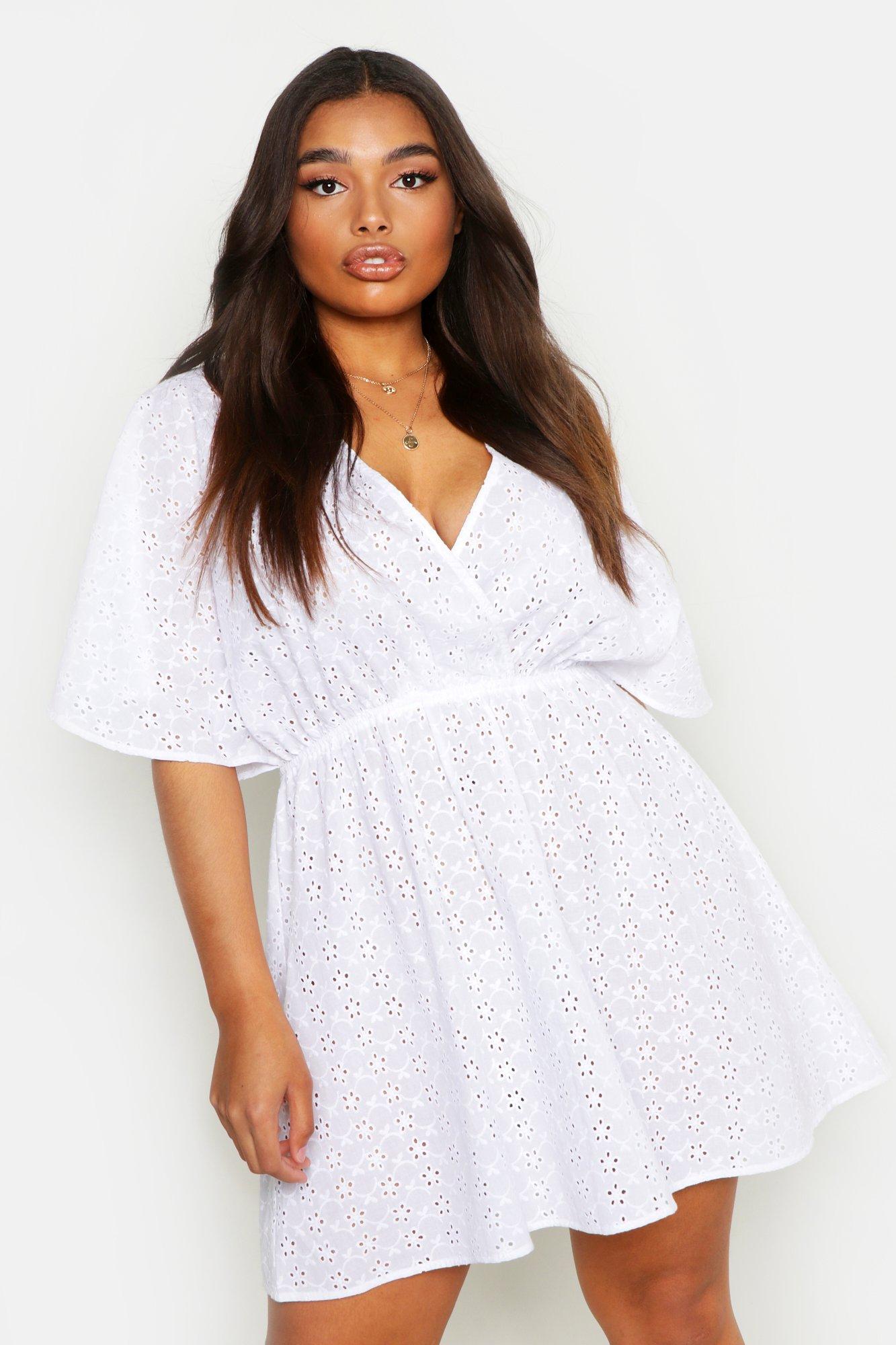 broderie anglaise wrap dress