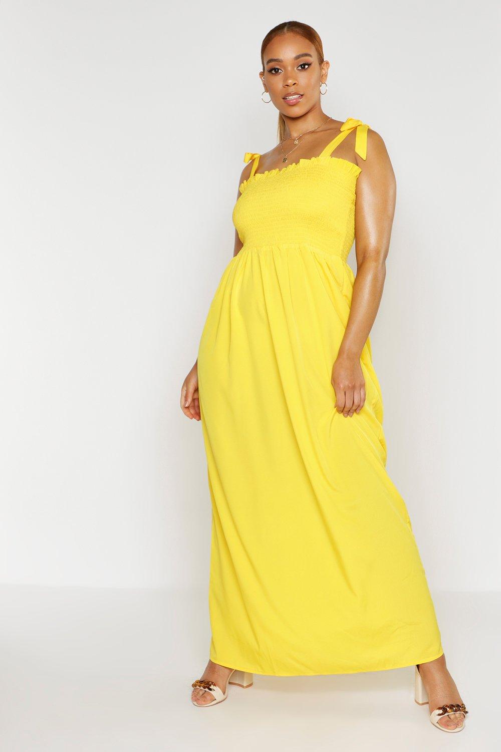 Boohoo yellow outlet maxi dress