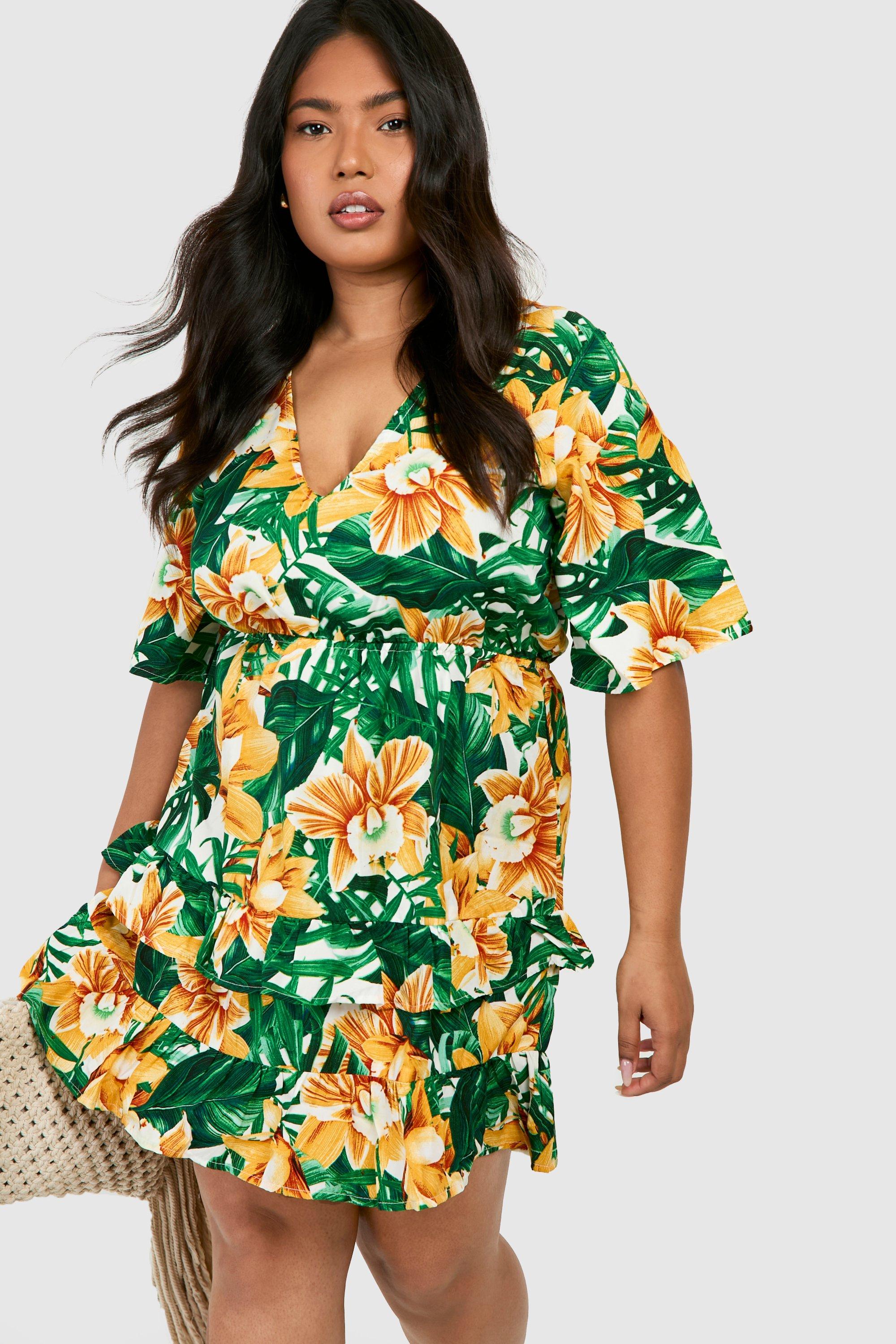 Tropical dress hotsell plus size