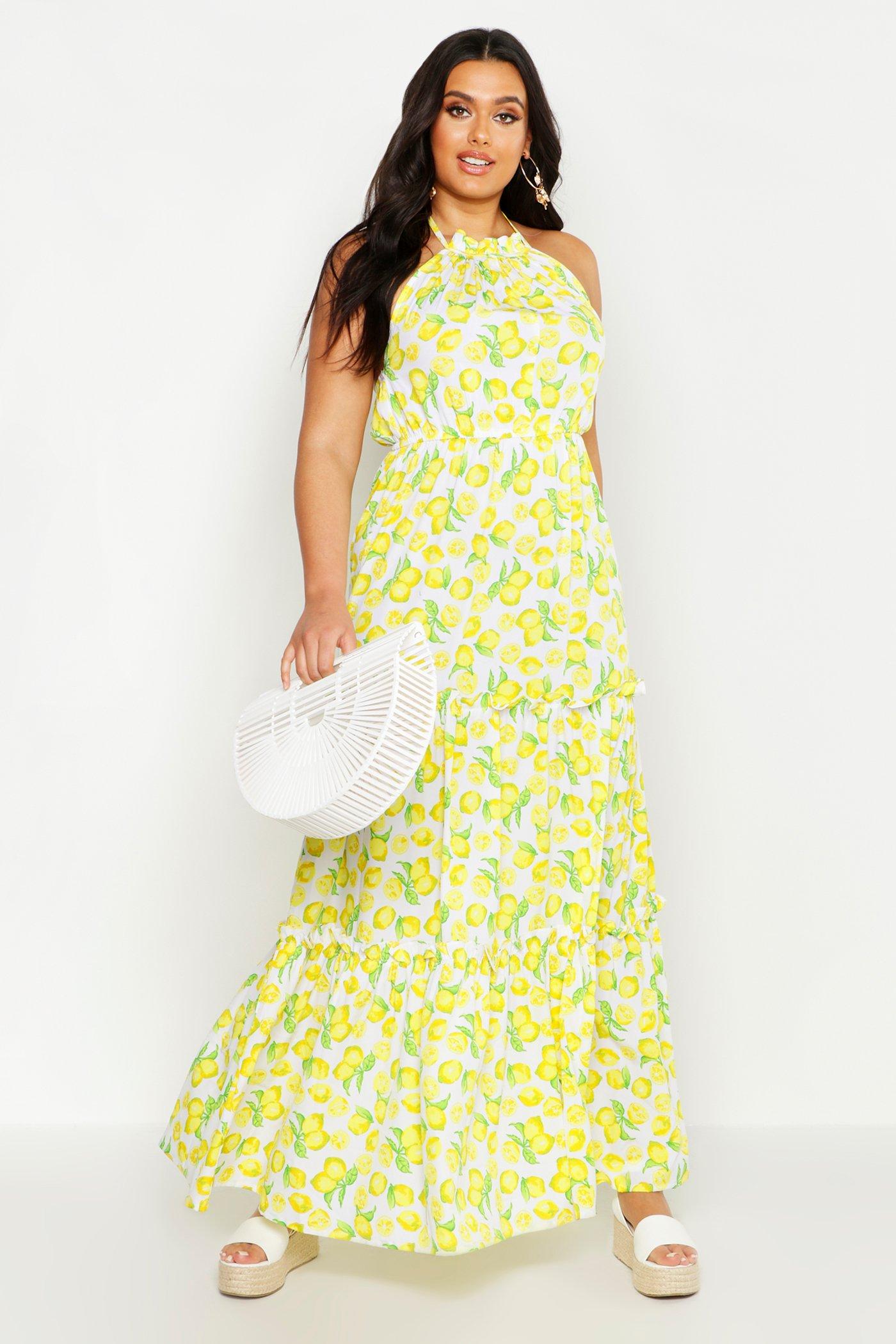 yellow halter neck maxi dress