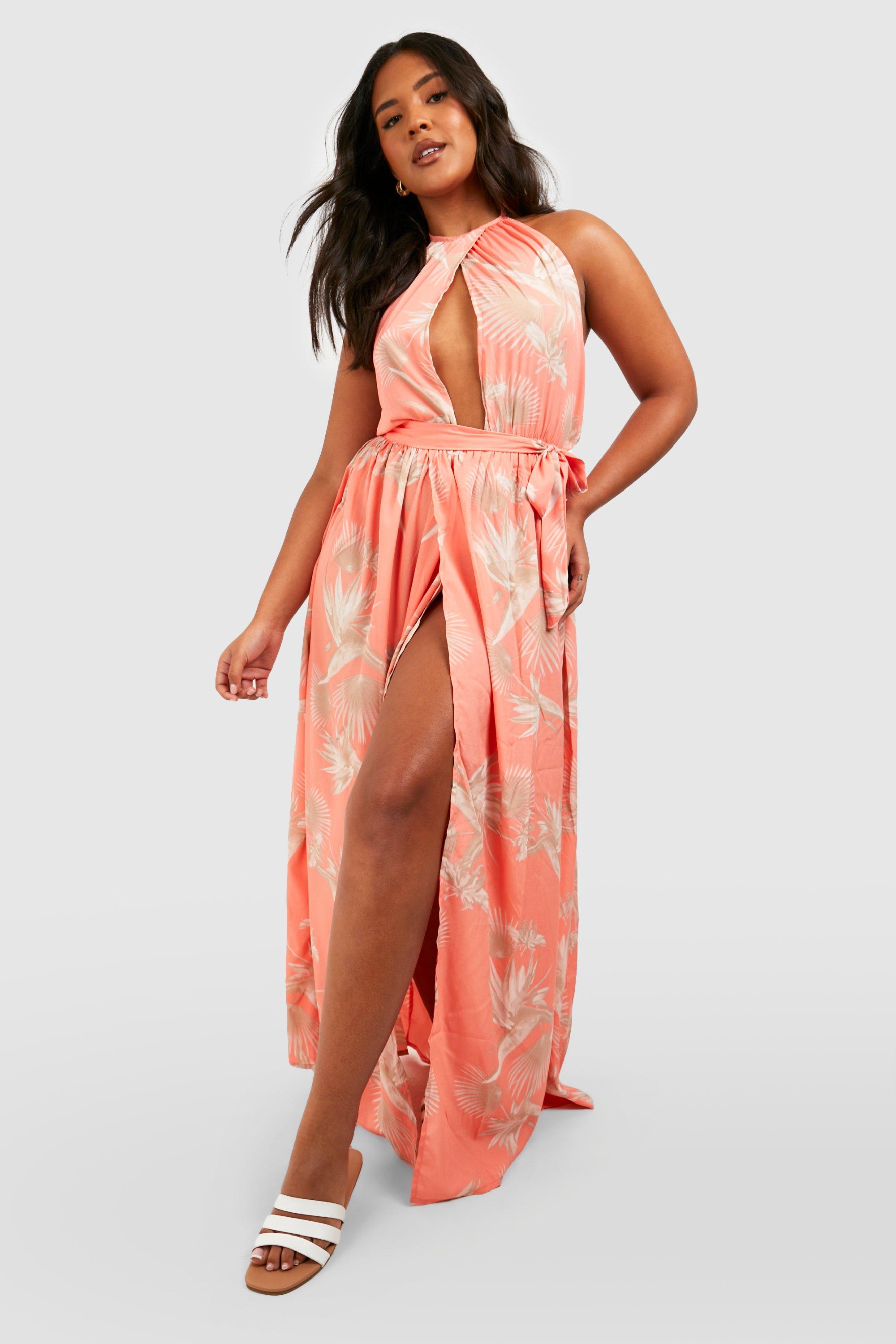 Peach & Coral Color Block Maxi Dress- Regular & Plus – Shop For You