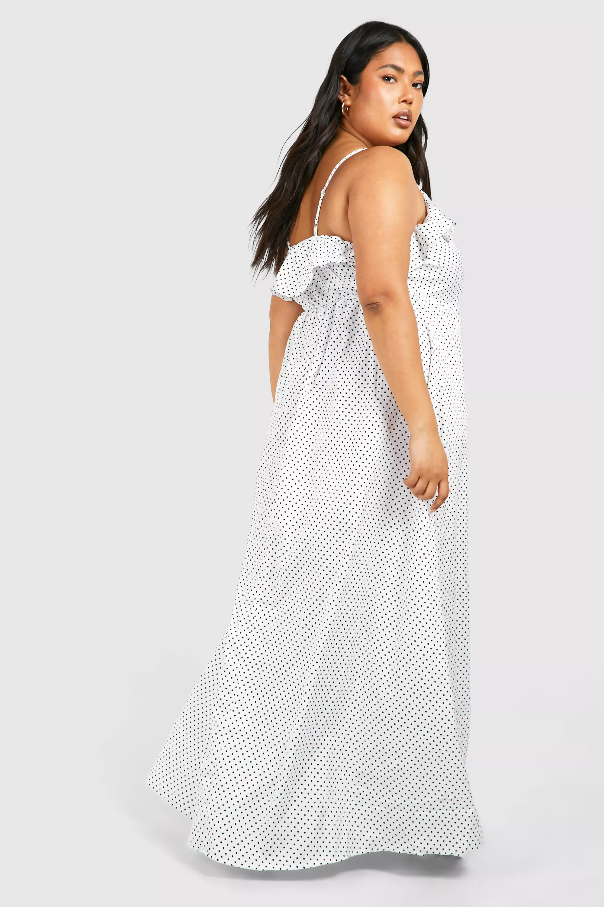 White Plus Ruffle Button Front Maxi Dress alternative image