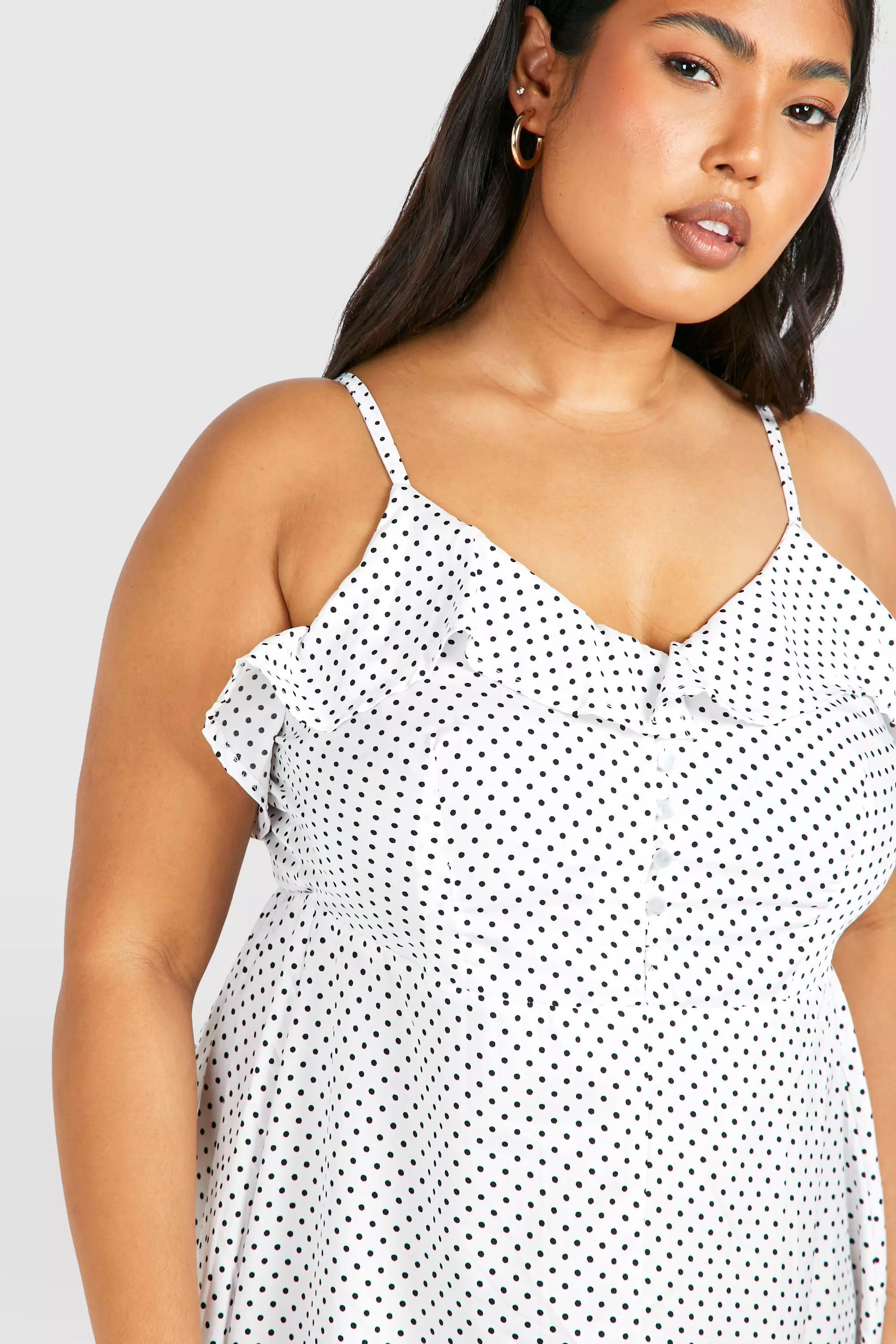 White Plus Ruffle Button Front Maxi Dress alternative image