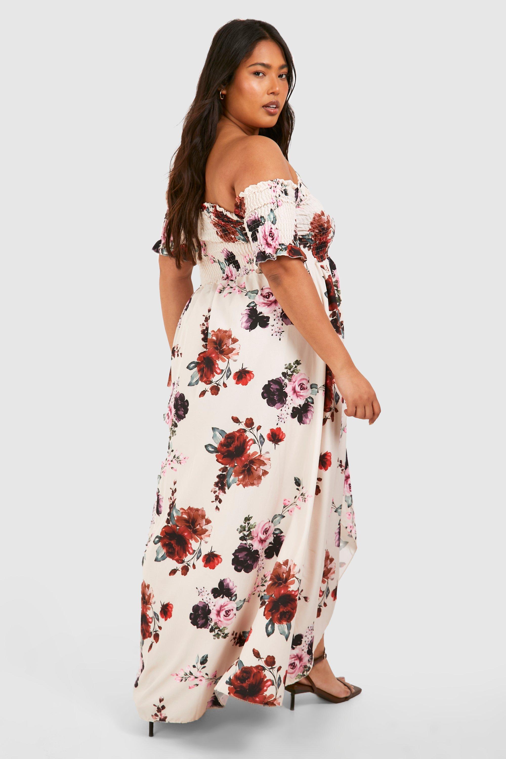 Black floral dress off the clearance shoulder