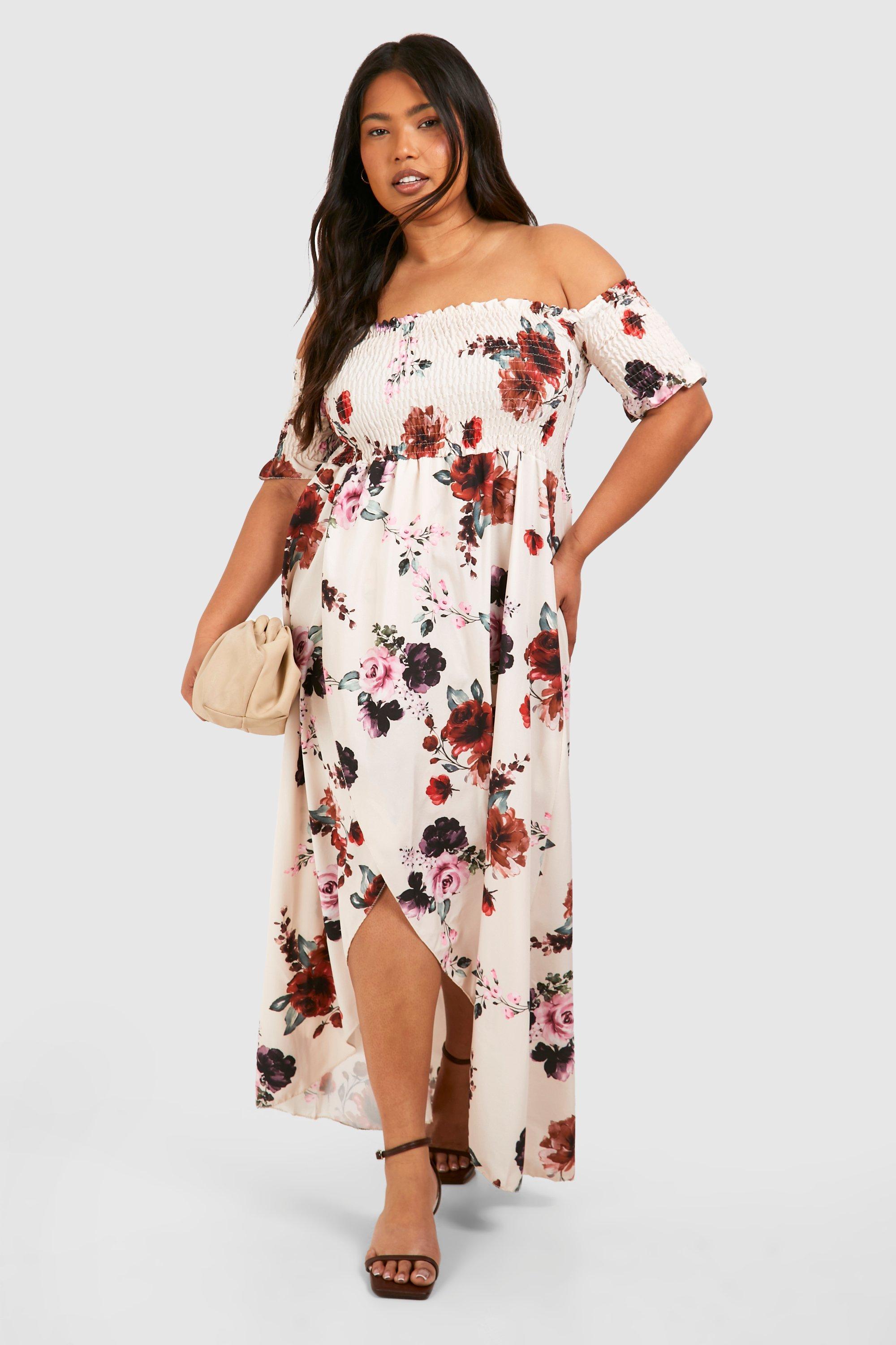 Boohoo floral off the shoulder outlet dress