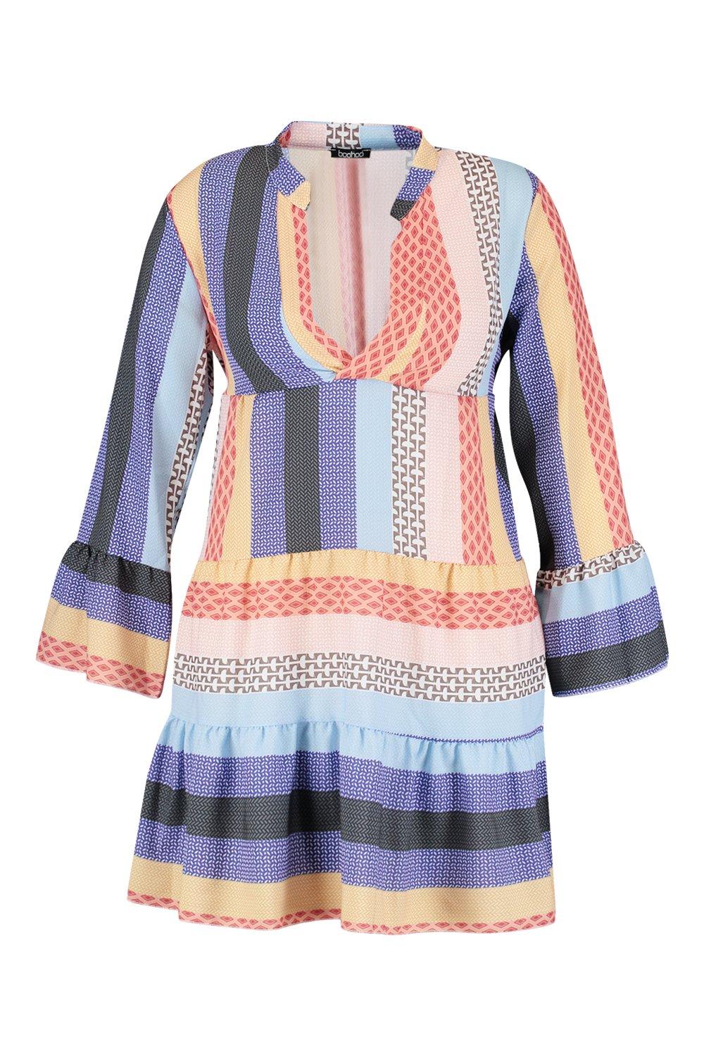 Plus Patchwork Smock Dress boohoo