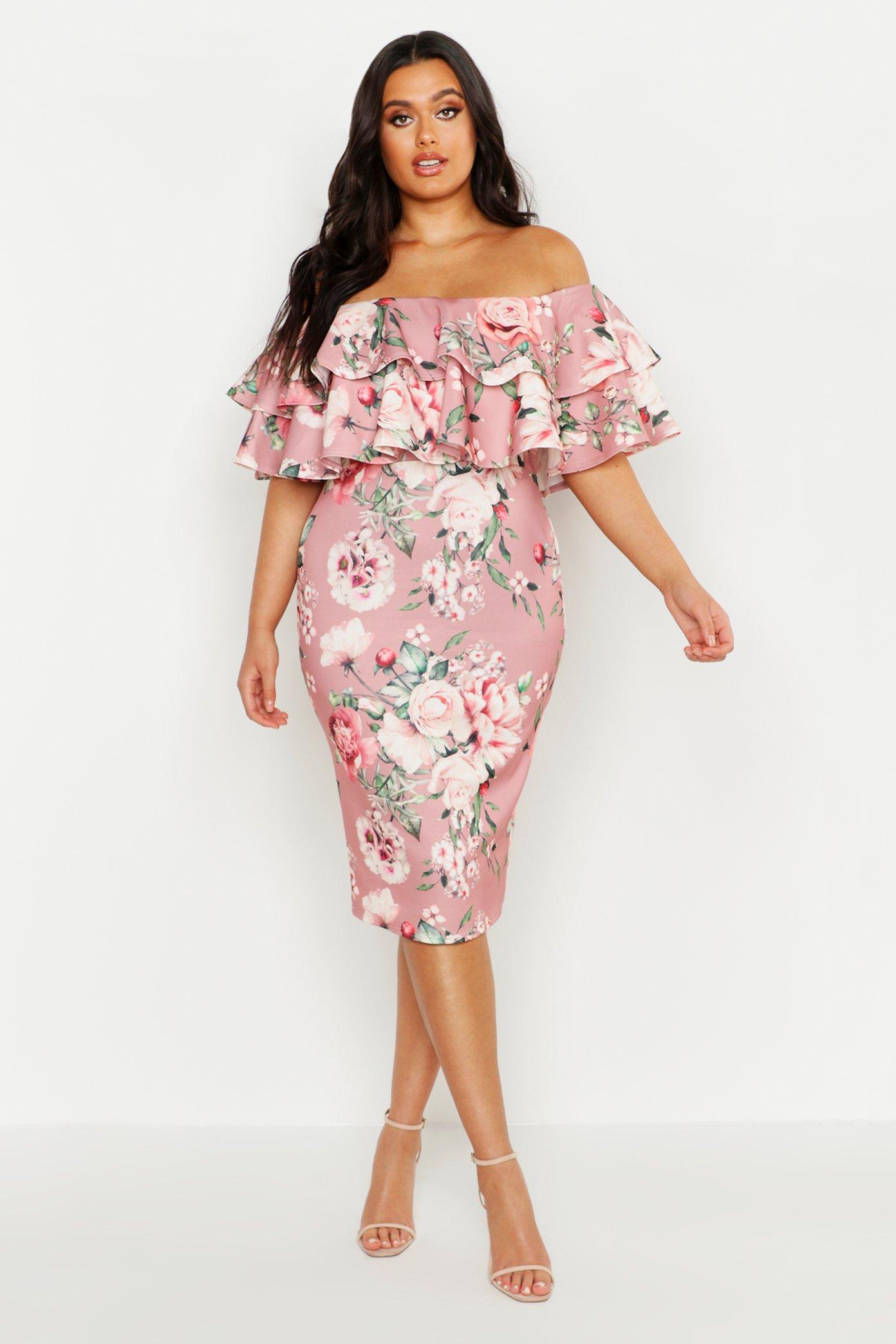 pink midi floral dress