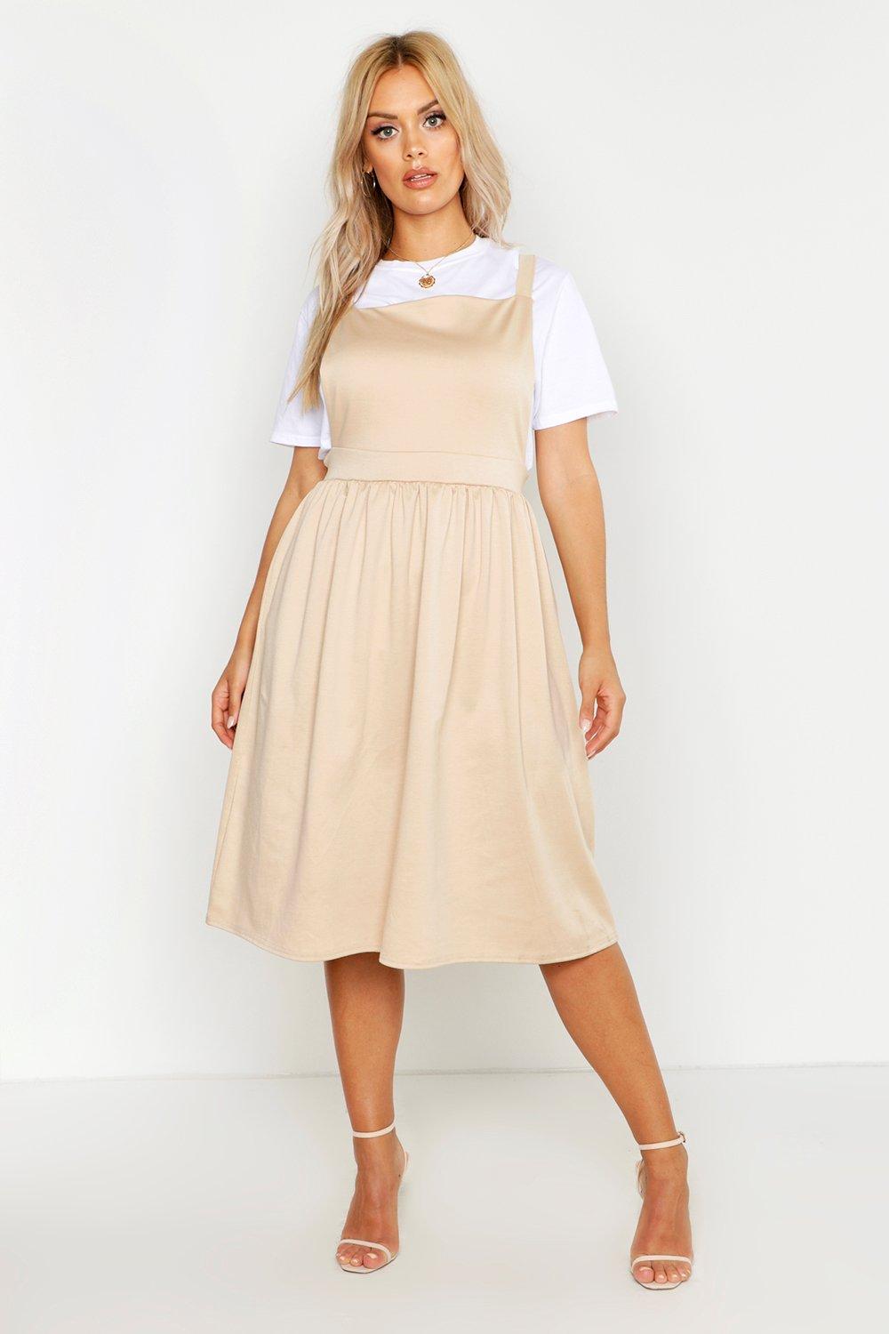 plus size midi pinafore dress