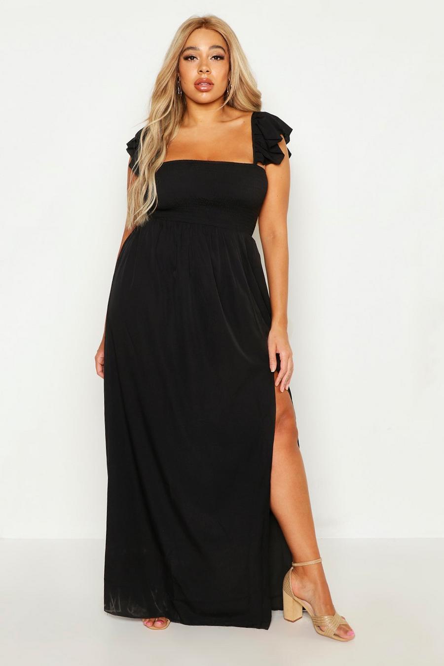 Plus Woven Sheered Flutter Sleeve Maxi Dress image number 1
