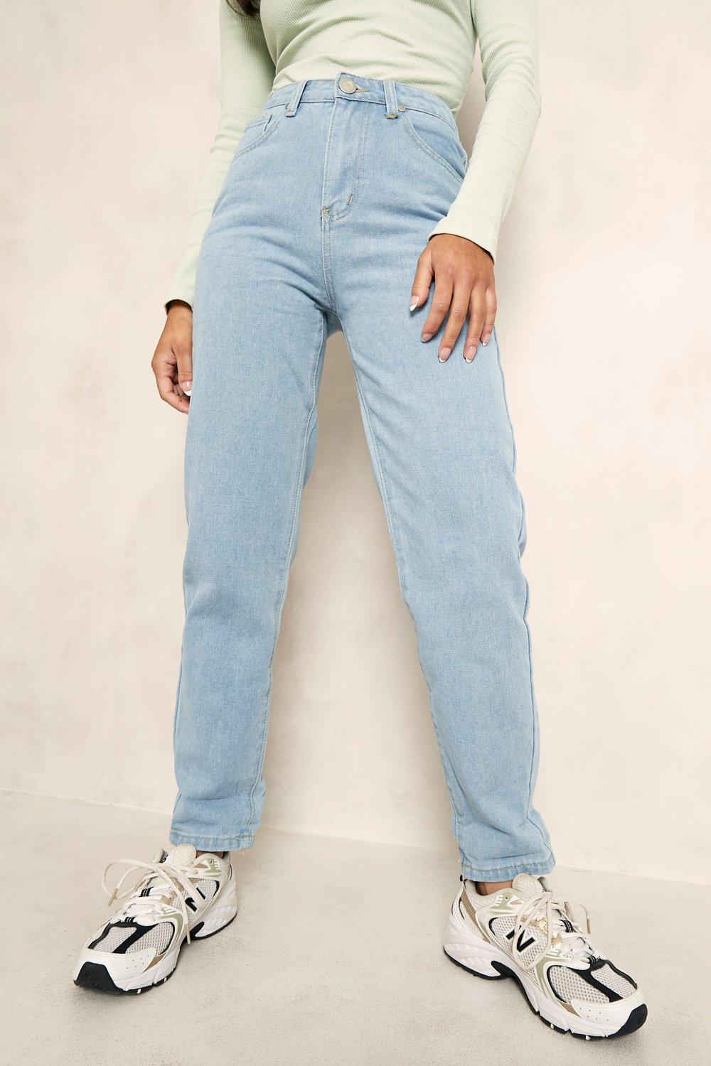 light blue petite mom jeans