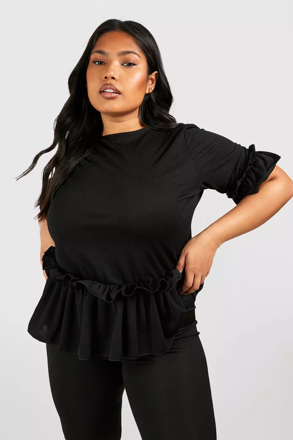 Ruffle hem cheap peplum top