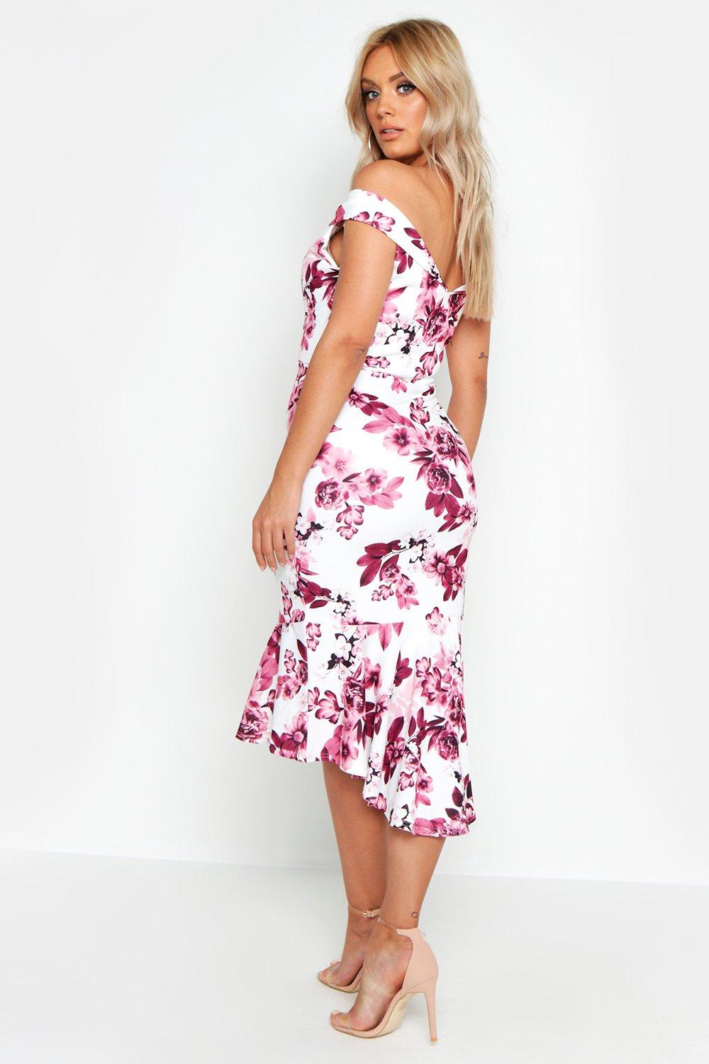 Floral fishtail midi dress store