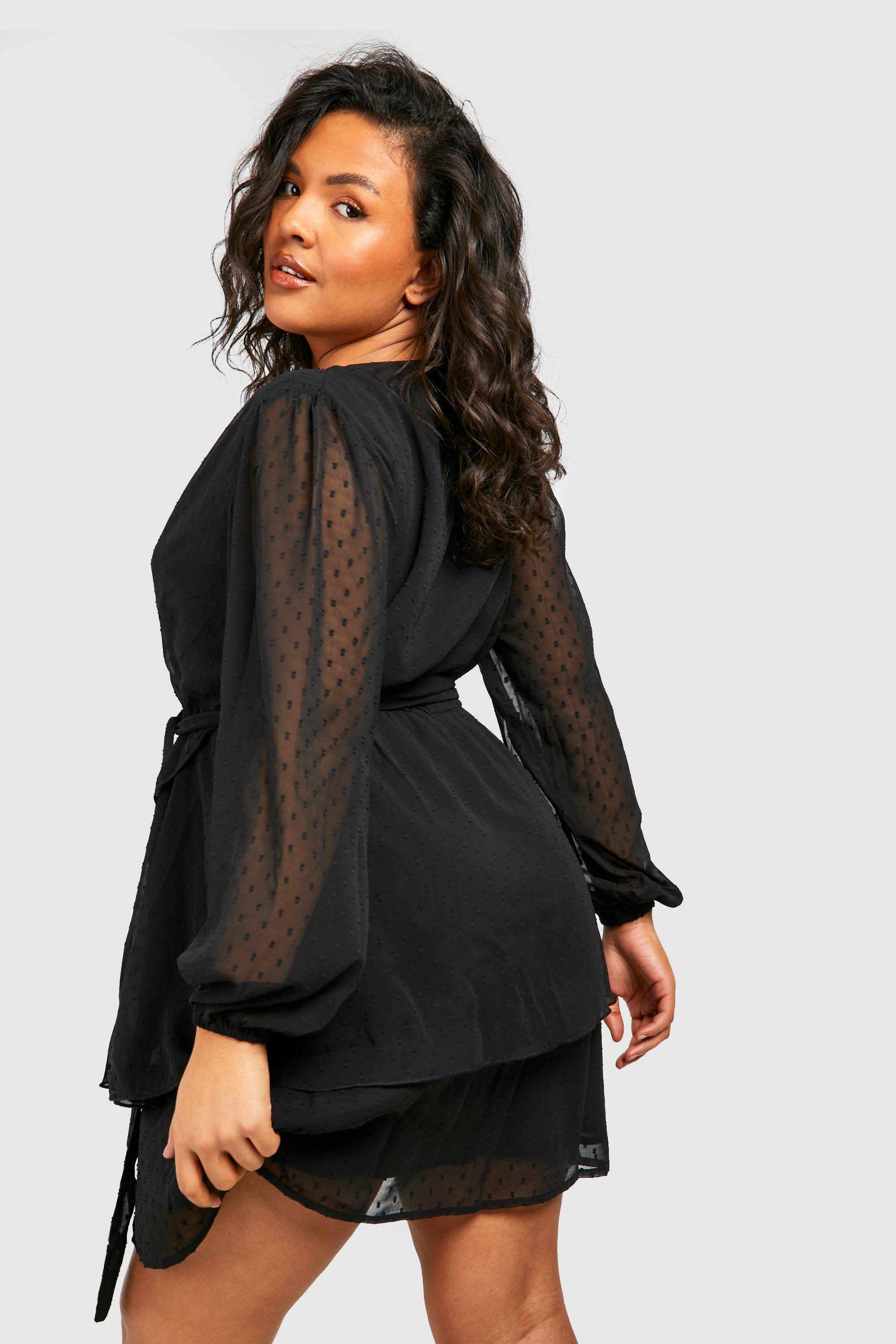 YOURS LONDON Plus Size Black Mesh Panel Skater Dress