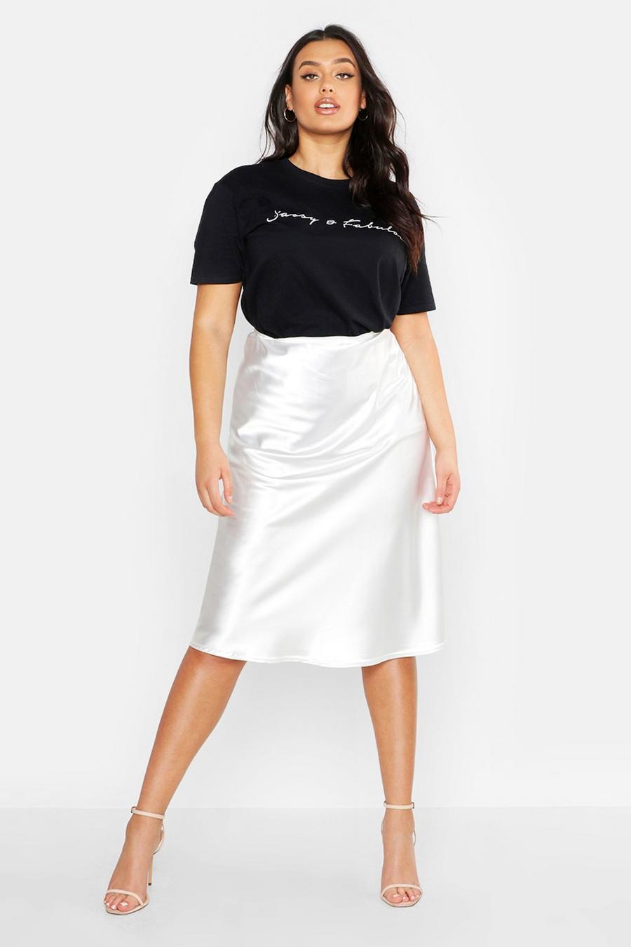 Plus Satin Midi Skirt image number 1