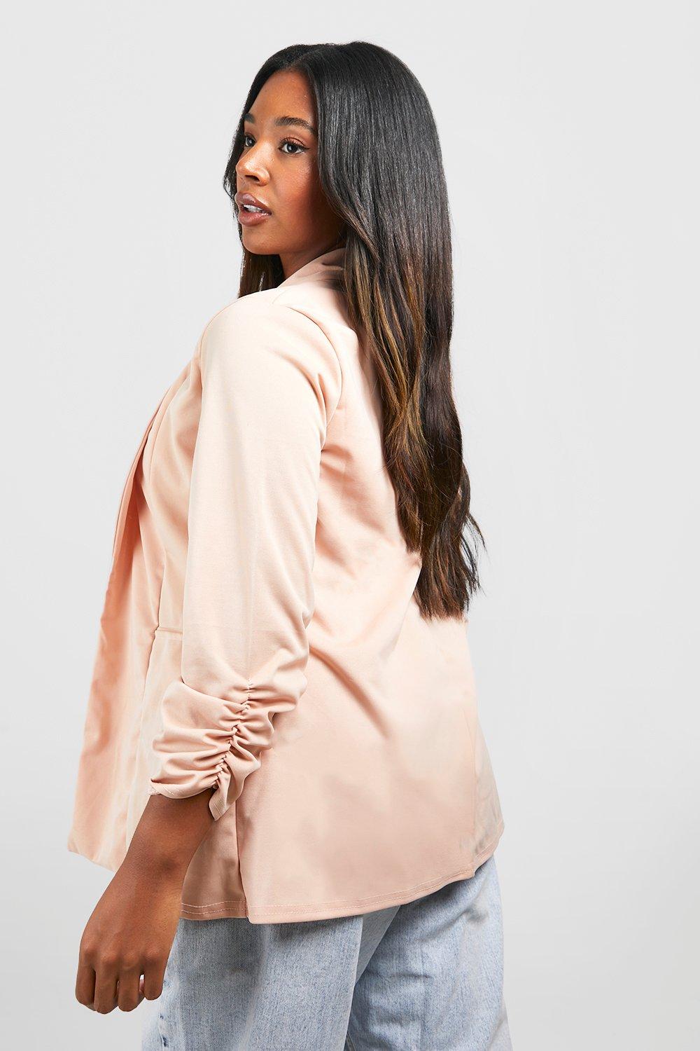 Boohoo ruched sales sleeve blazer