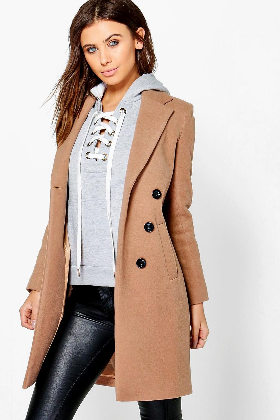 Ooit juni lucht Petite Double Breasted Camel Duster Coat | boohoo