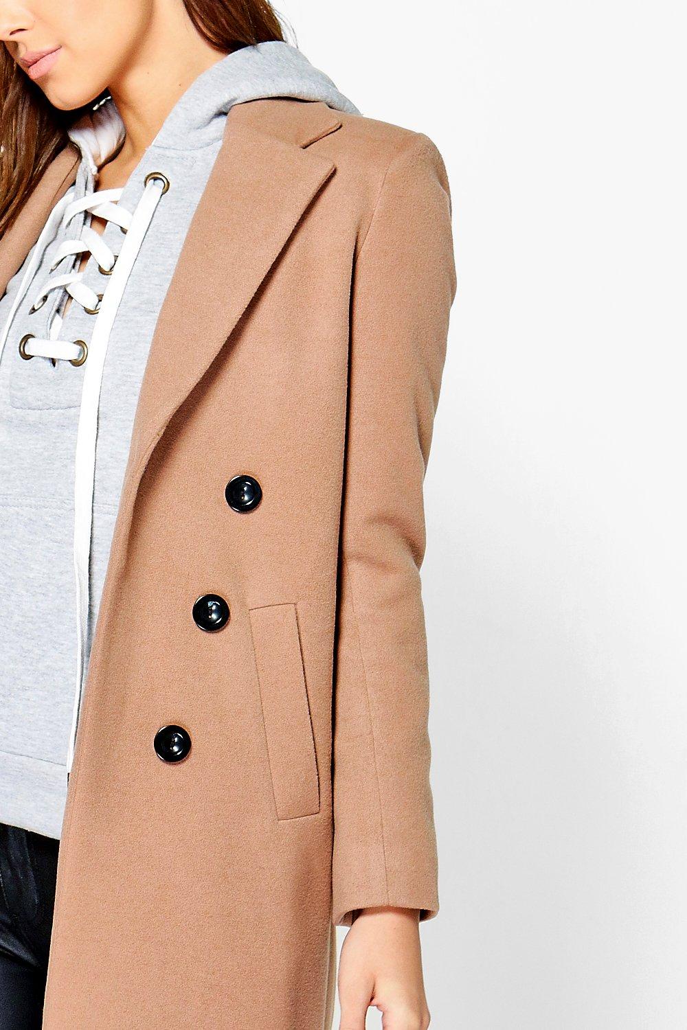 Petite Double Breasted Camel Duster Coat