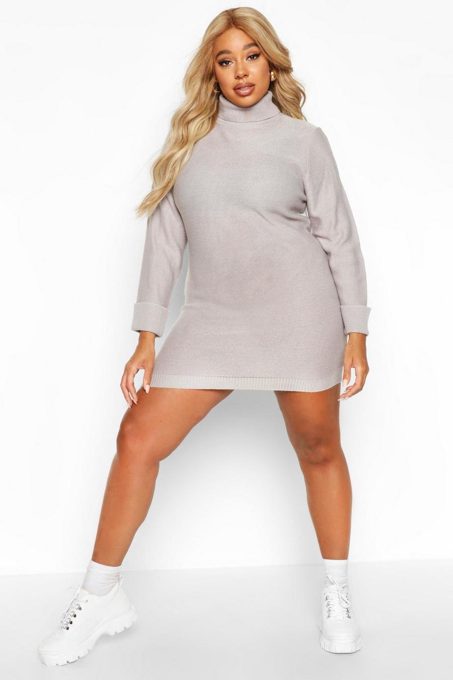 Plus Rib Knit Turtleneck Sweater Dress image number 1