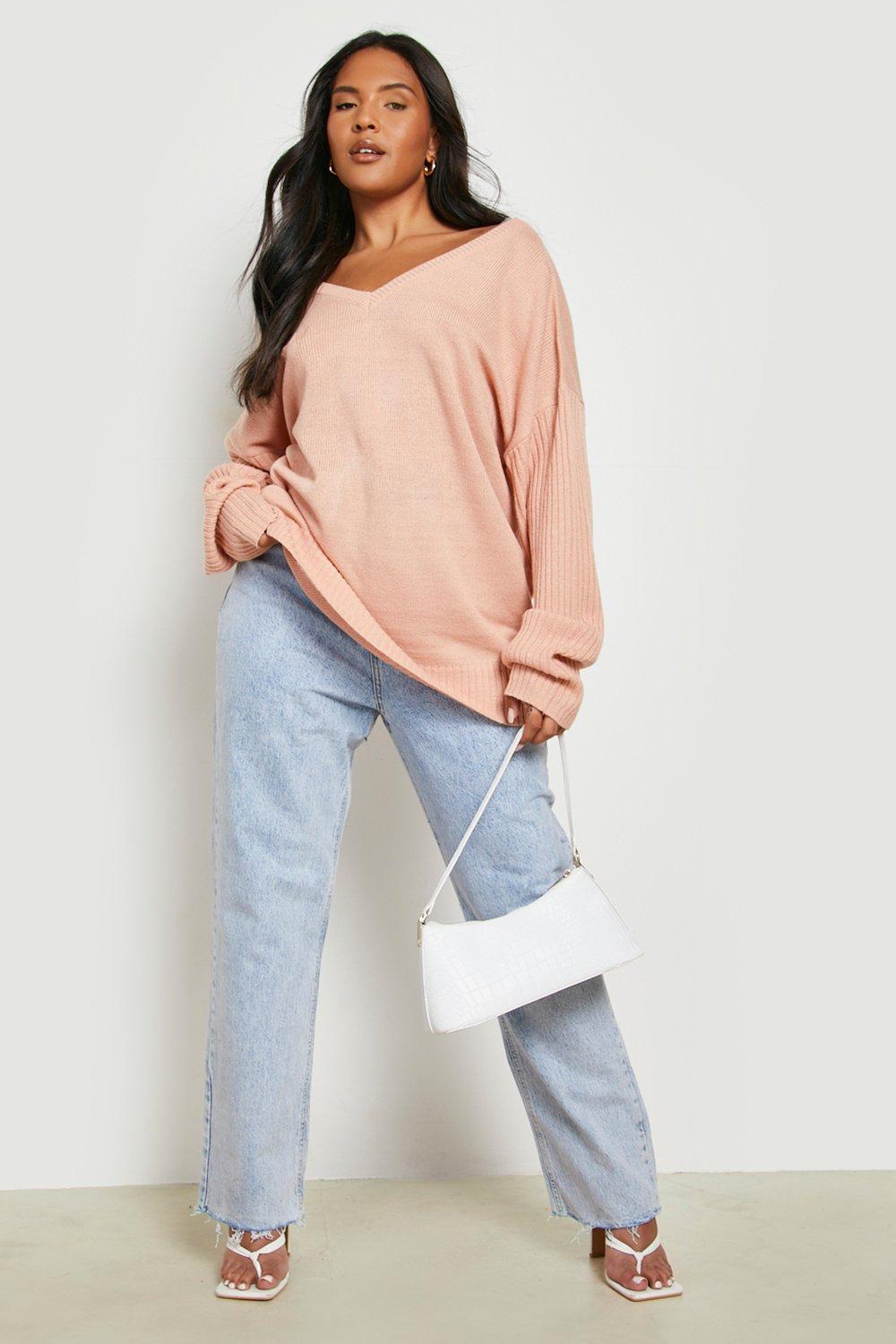 Blush v shop neck sweater