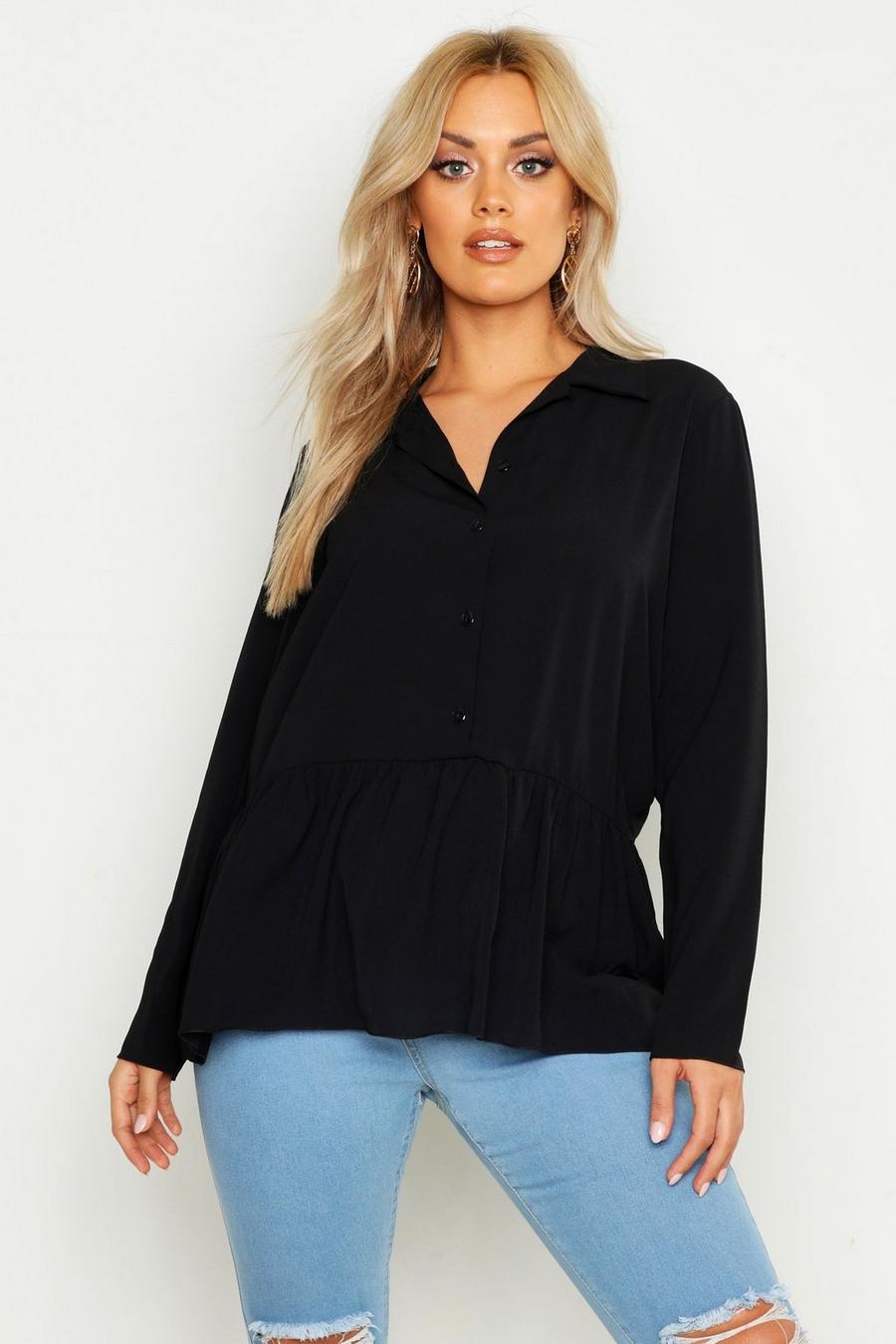 Black Plus - Skjorta med peplumfåll image number 1
