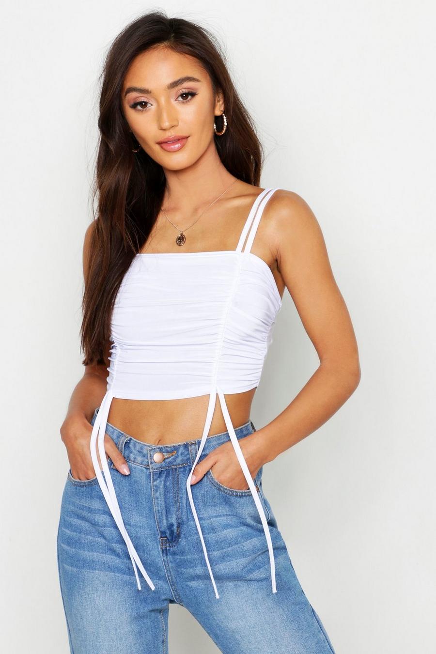 Petite All Over Ruched Cropped Cami Top image number 1