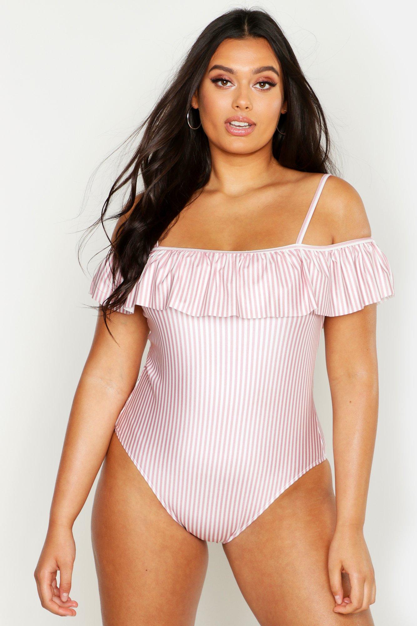 Cold shoulder swimsuit plus size online