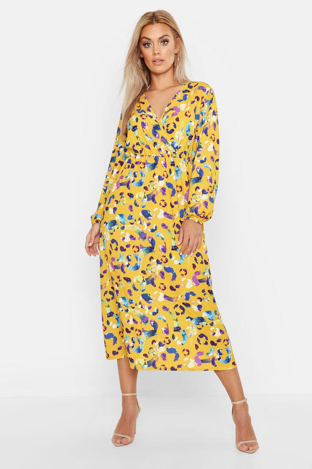 Leopard print best sale wrap dress boohoo