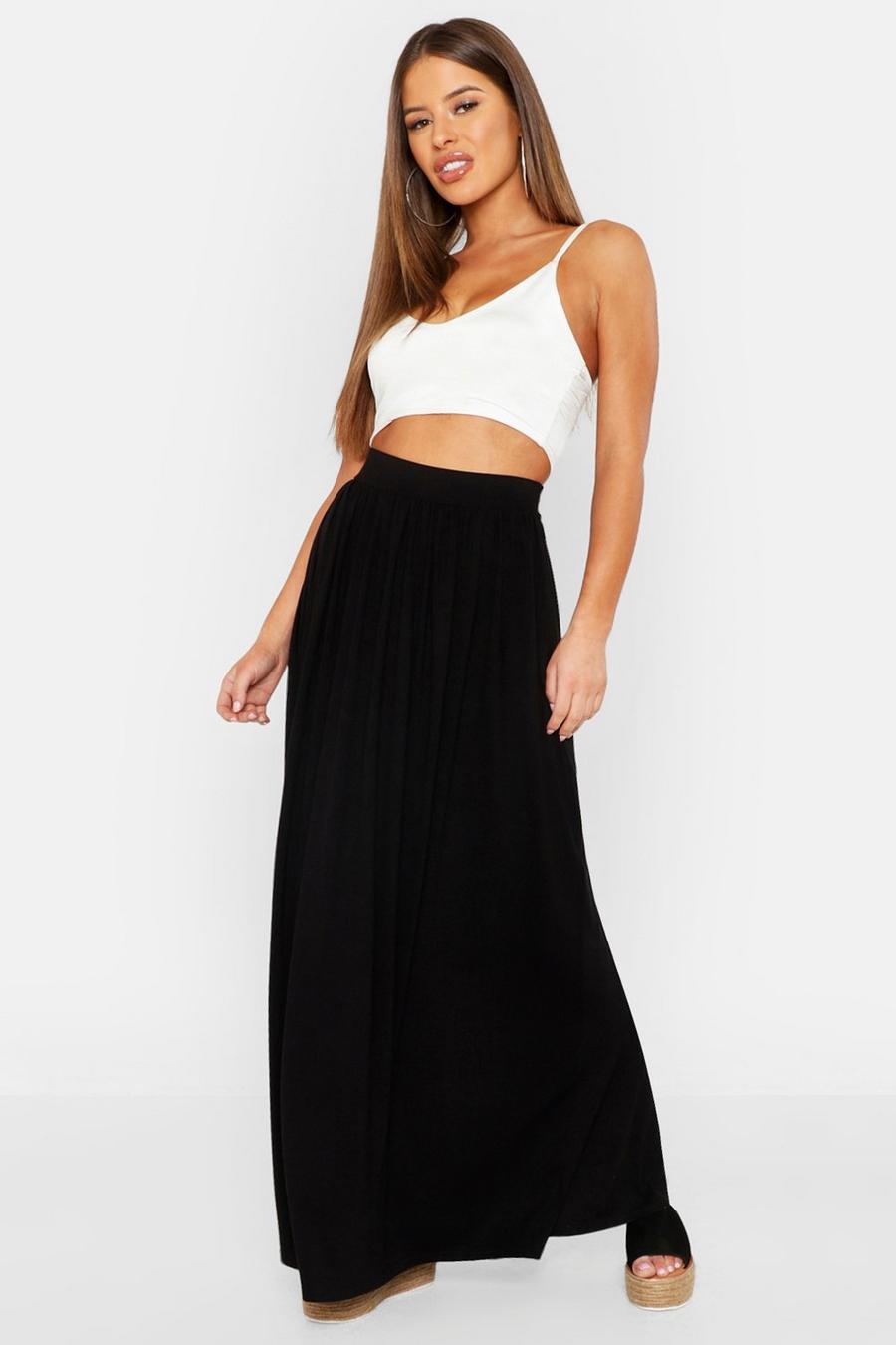 Black Petite Floor Sweeping Jersey Knit Maxi Skirt image number 1