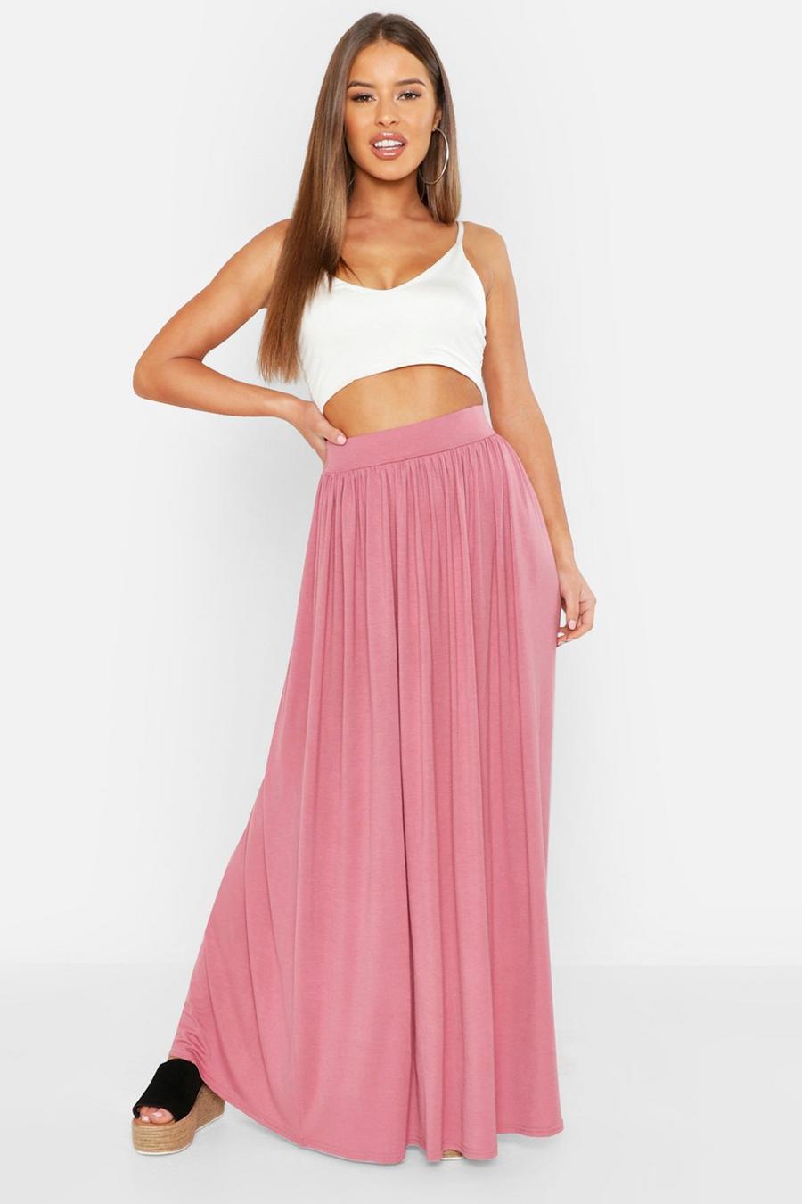 Dusky pink Petite Floor Sweeping Jersey Knit Maxi Skirt image number 1