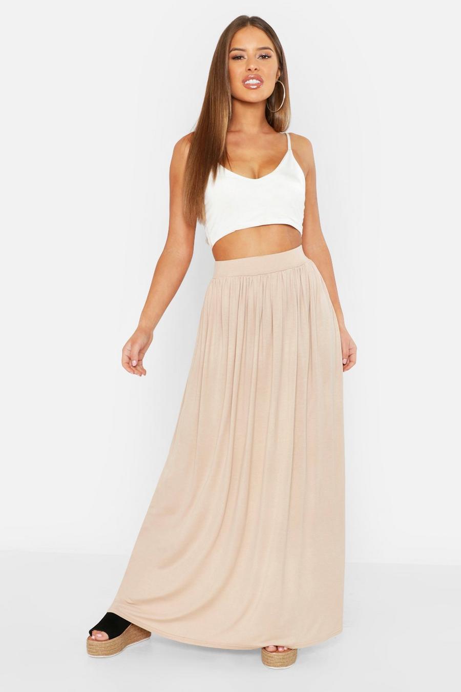Sand Petite Floor Sweeping Jersey Knit Maxi Skirt image number 1