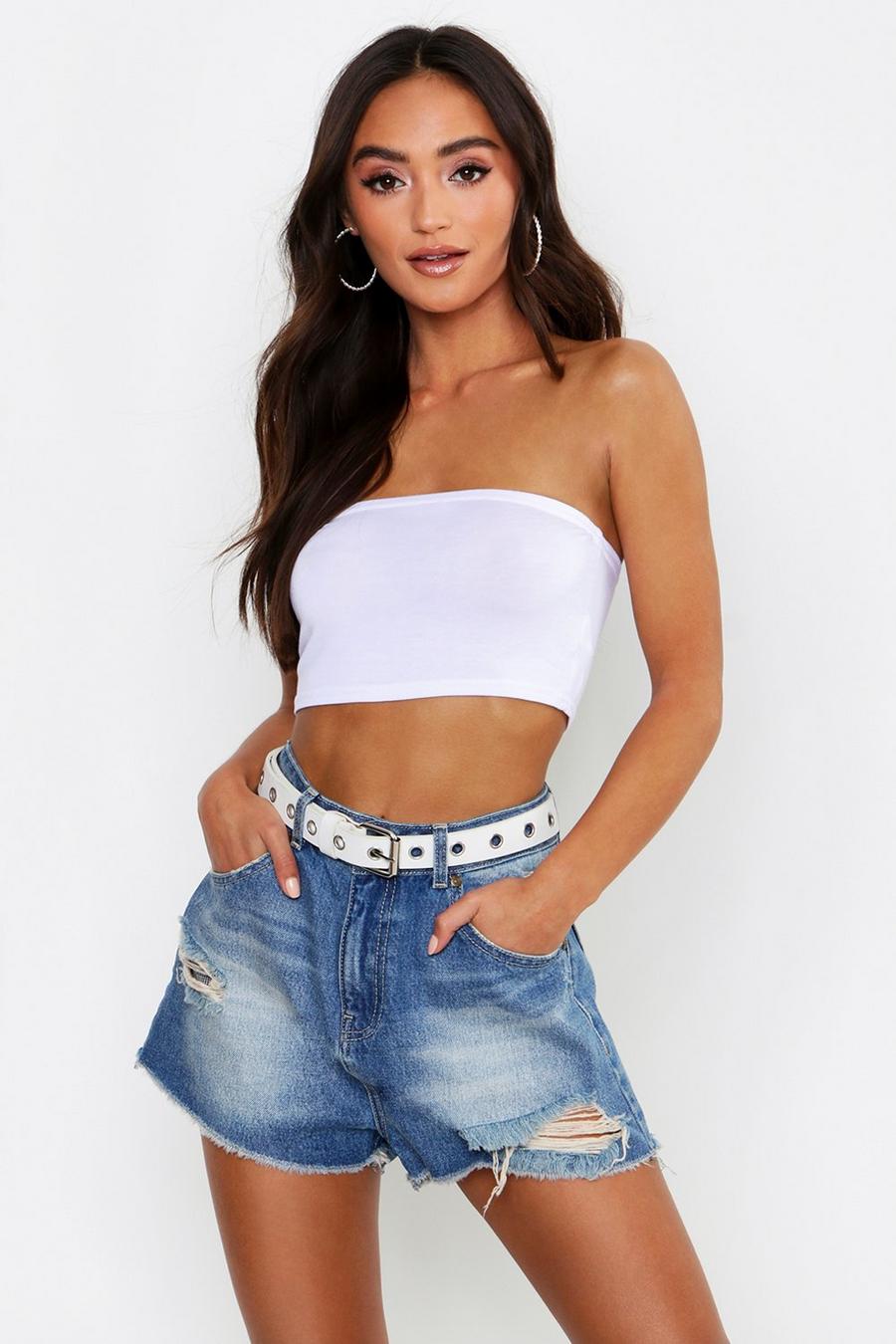 White Petite Basic Strapless Top image number 1