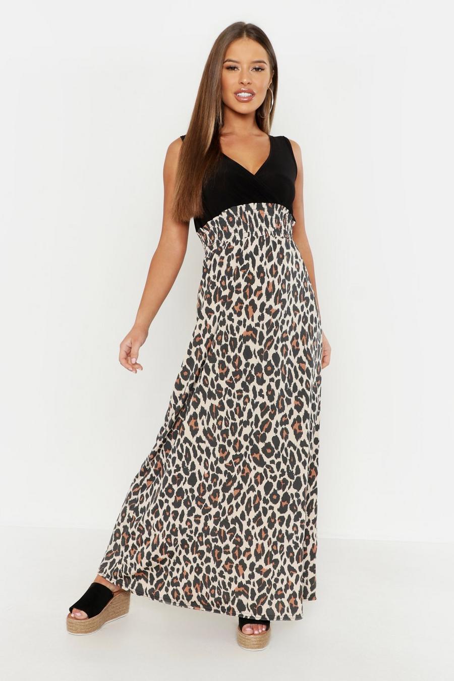 Black noir Petite Leopard Print Maxi Dress image number 1